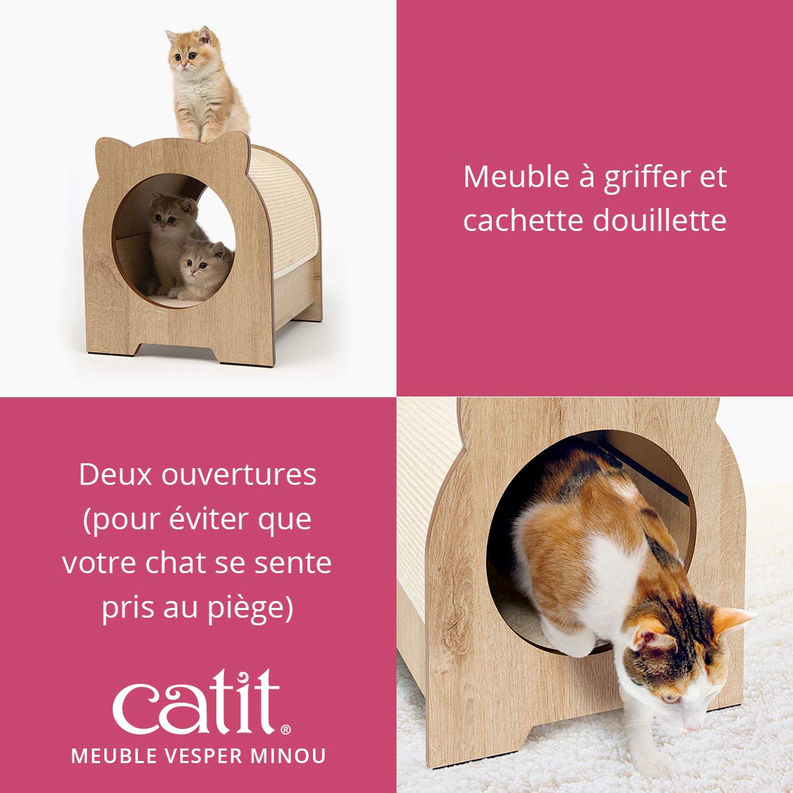 catit-vesper-minou-cachette-lit-et-griffoir-chat-ch-ne image 2