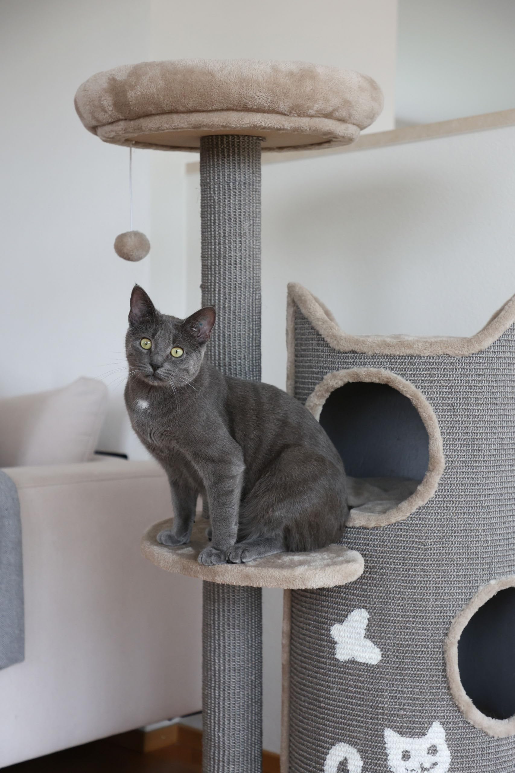kerbl-tiana-arbre-chat-gris-73-5x45x130-cm-tunnel-sisal-et-coussins-lavables image 4
