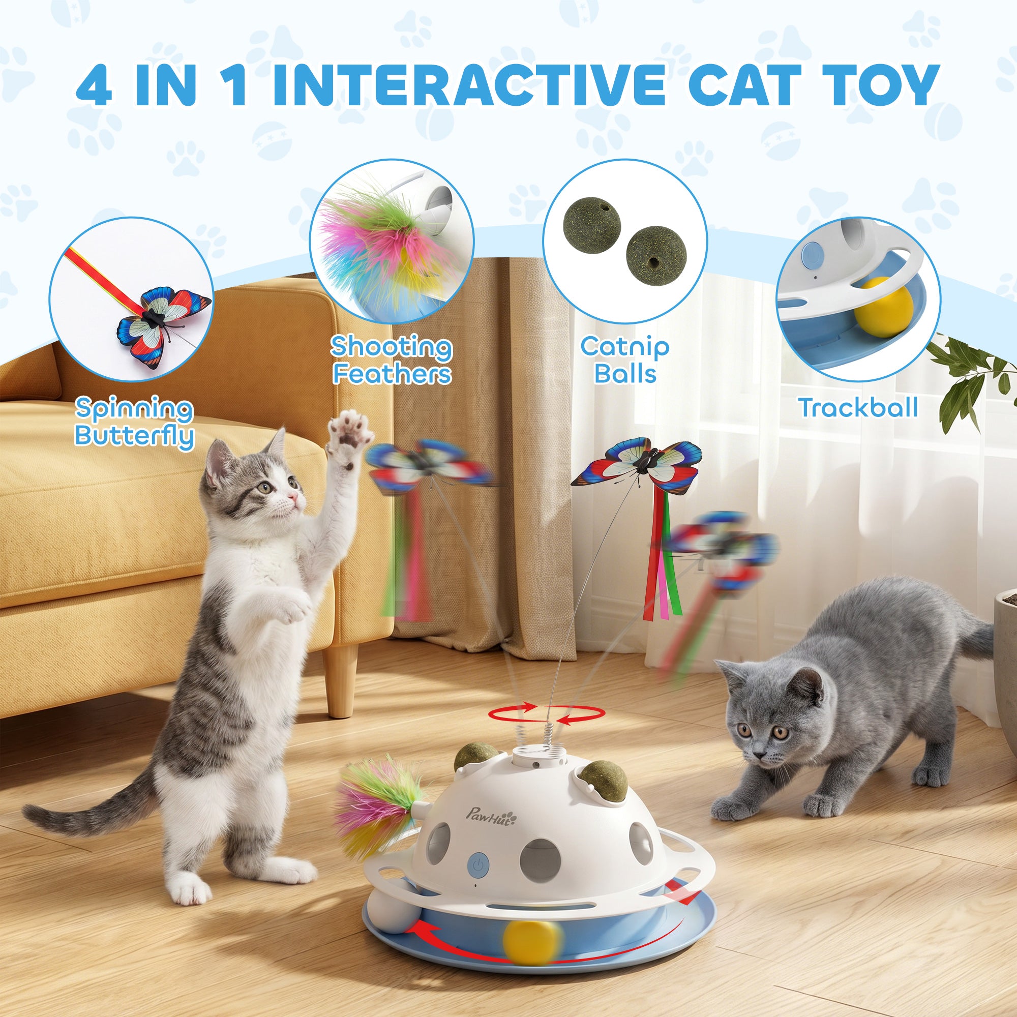 pawhut-jouet-chat-interactif-4-en-1-papillon-plumes-et-herbe-chat image 6