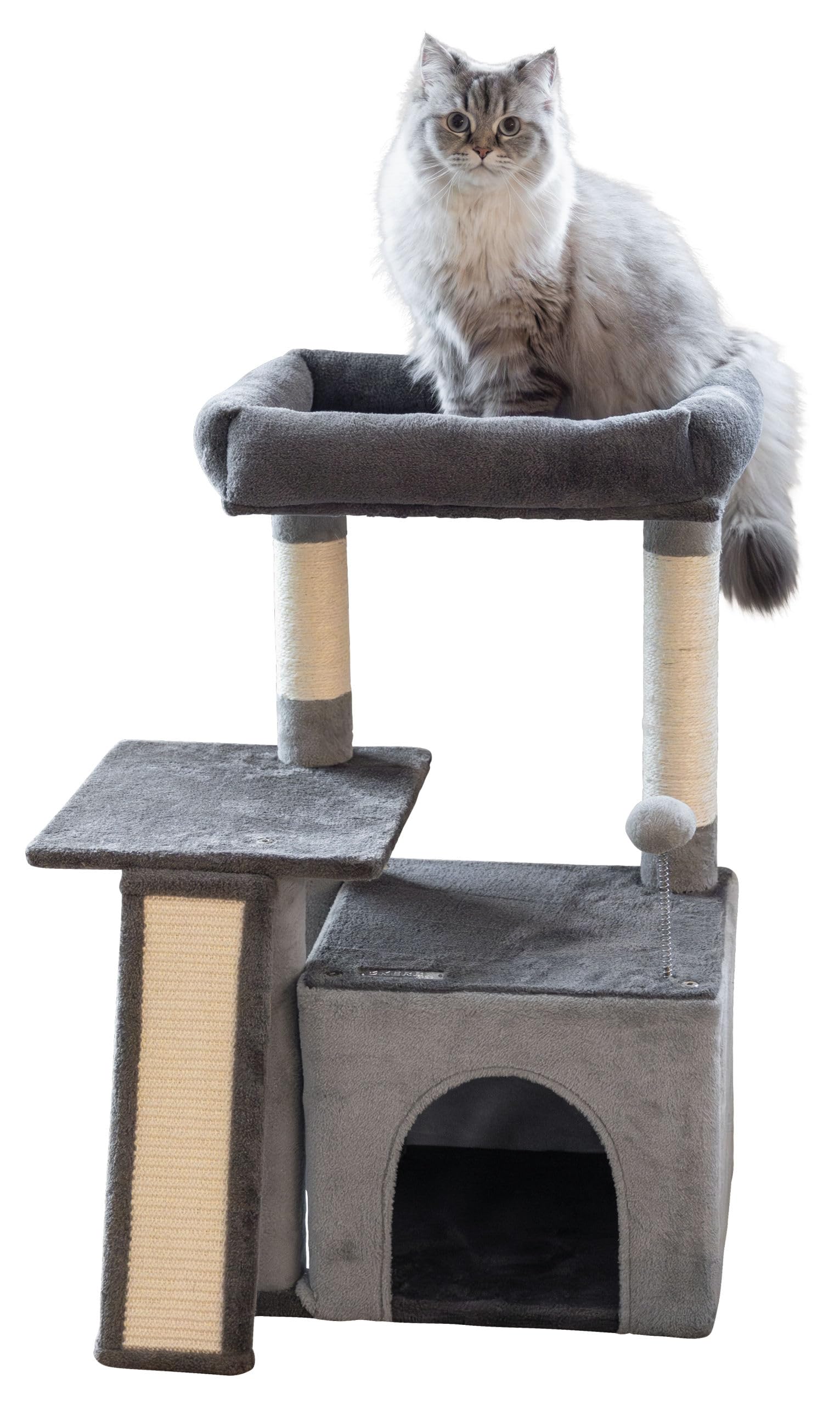 kerbl-rosalie-arbre-chat-gris-76-cm-avec-niche-et-corbeille image 2