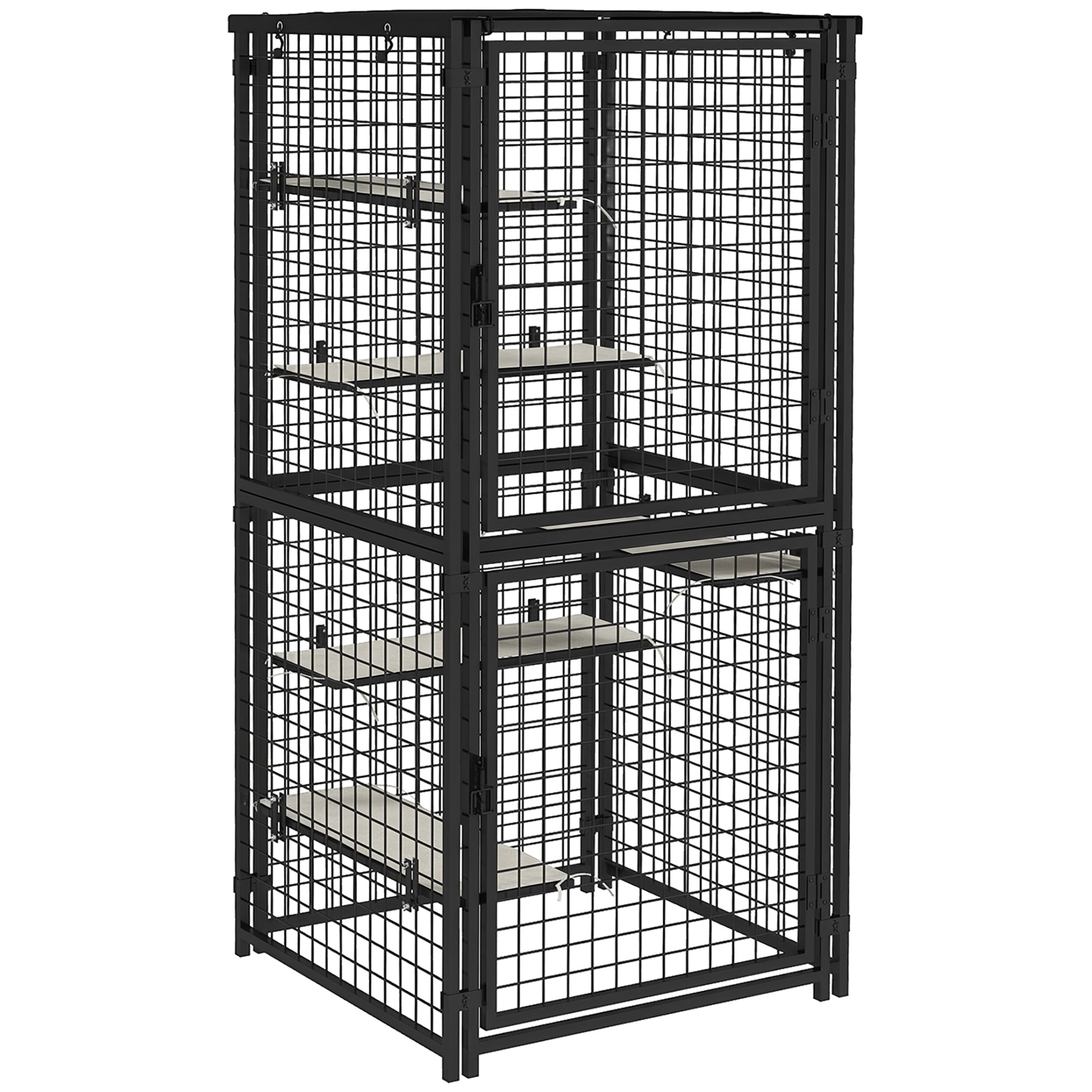 pawhut-grand-enclos-ext-rieur-pour-chat-en-m-tal-avec-5-plateformes-coussinets-e image 1