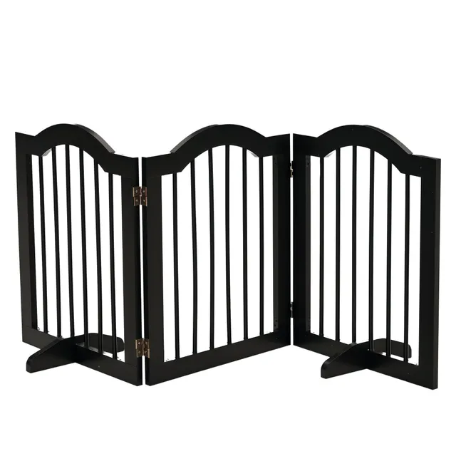 pawhut-barri-re-pour-chien-pliable-3-panneaux-autoportante-noir image 1