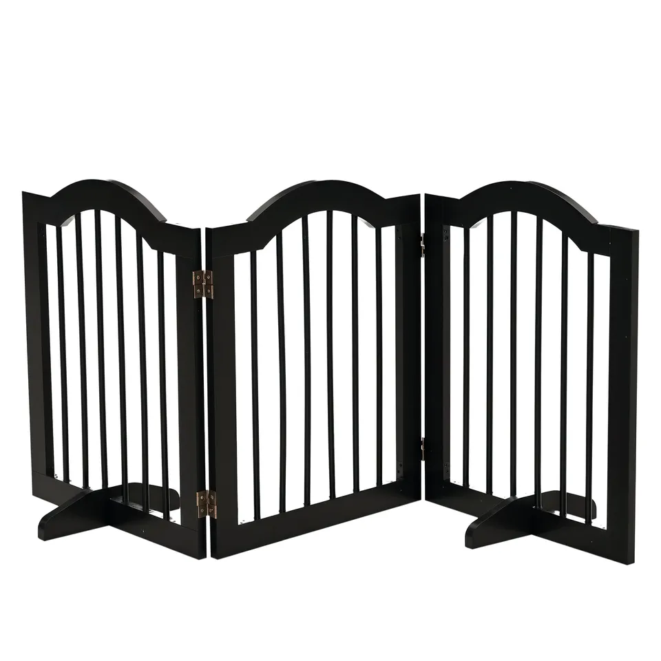 pawhut-barri-re-pour-chien-pliable-3-panneaux-autoportante-noir image 1