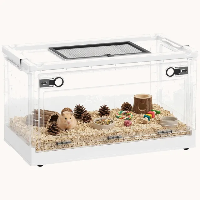 pawhut-cage-hamster-22-empilable-avec-grande-porte-frontale-et-ventilation-blanc image 1
