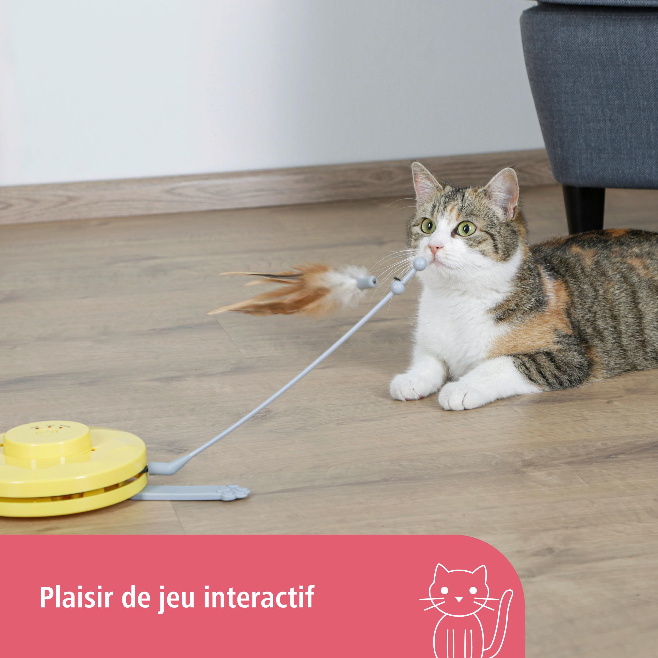kerbl-pet-catch-the-tail-feather-jouet-interactif-pour-chat-jaune-gris image 3