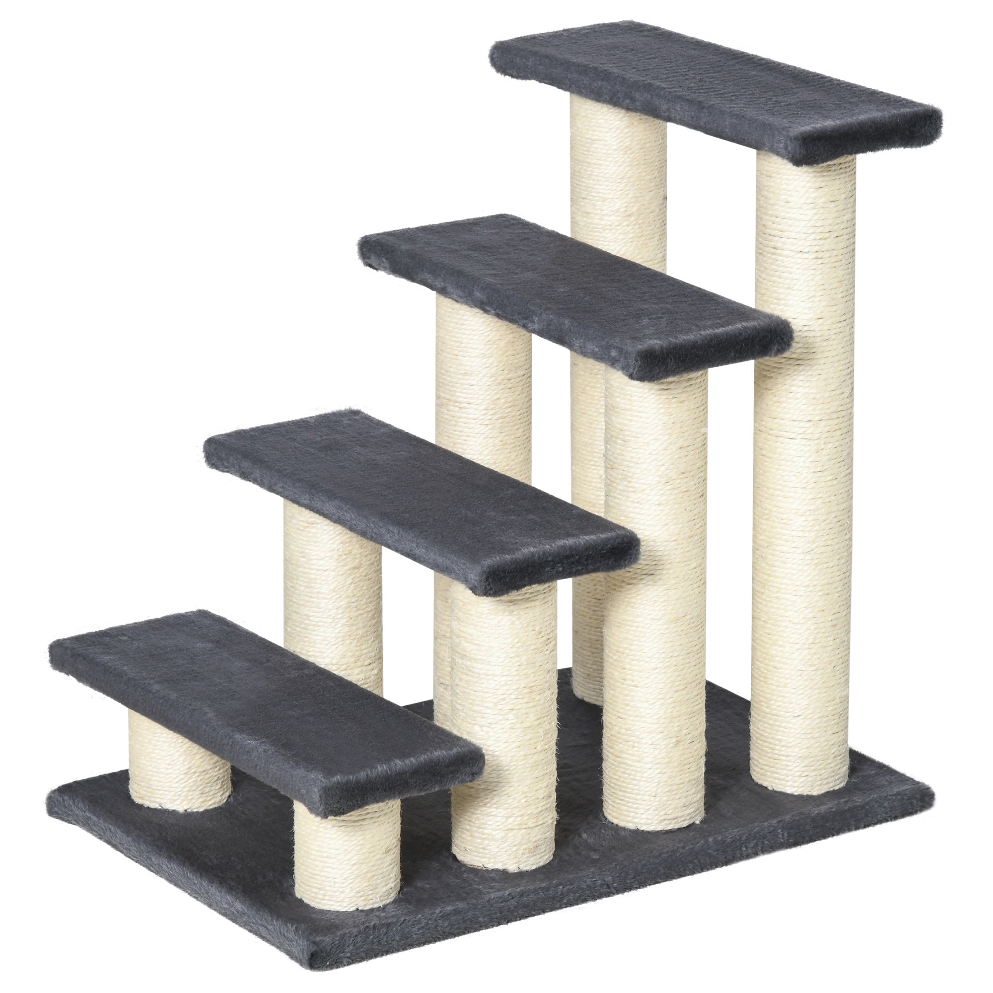 pawhut-escalier-4-marches-pour-chien-et-chat-avec-griffoir-gris image 2