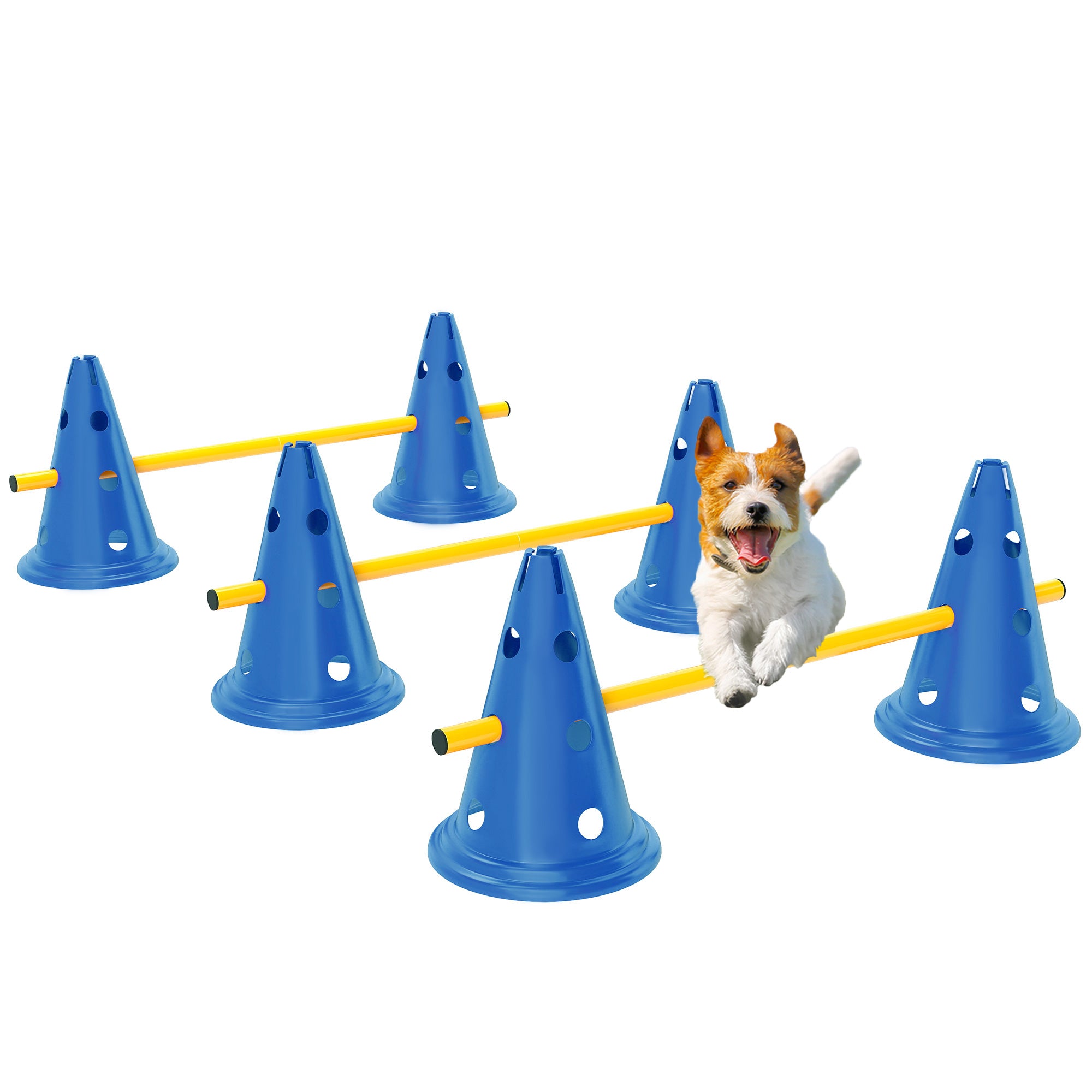 pawhut-kit-agility-chien-3-haies-r-glables-avec-sac-de-transport-bleu image 1