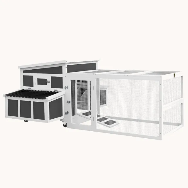 pawhut-poulailler-bois-avec-pondoir-et-tiroir-pour-6-poules-gris-fonc image 1