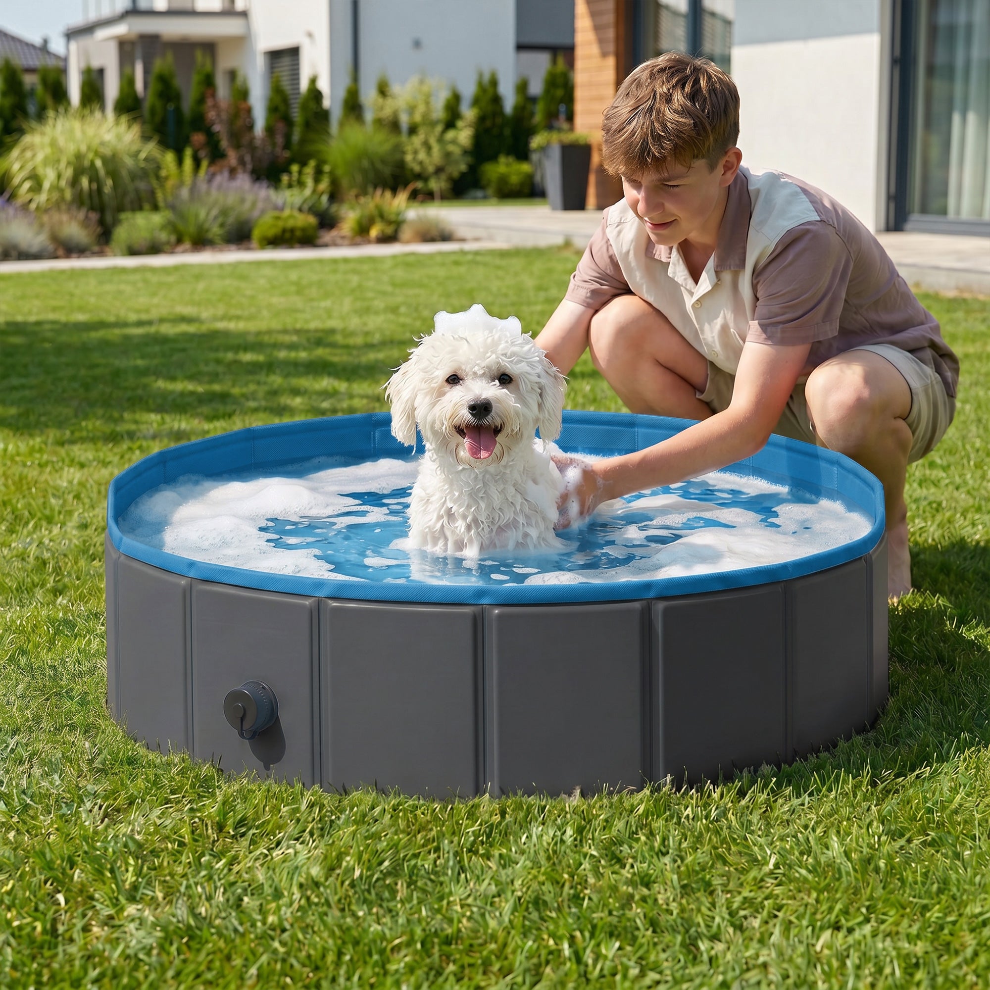 pawhut-piscine-chien-pliable-80-x-20-cm-fond-antid-rapant-bleu-et-gris-fonc image 3