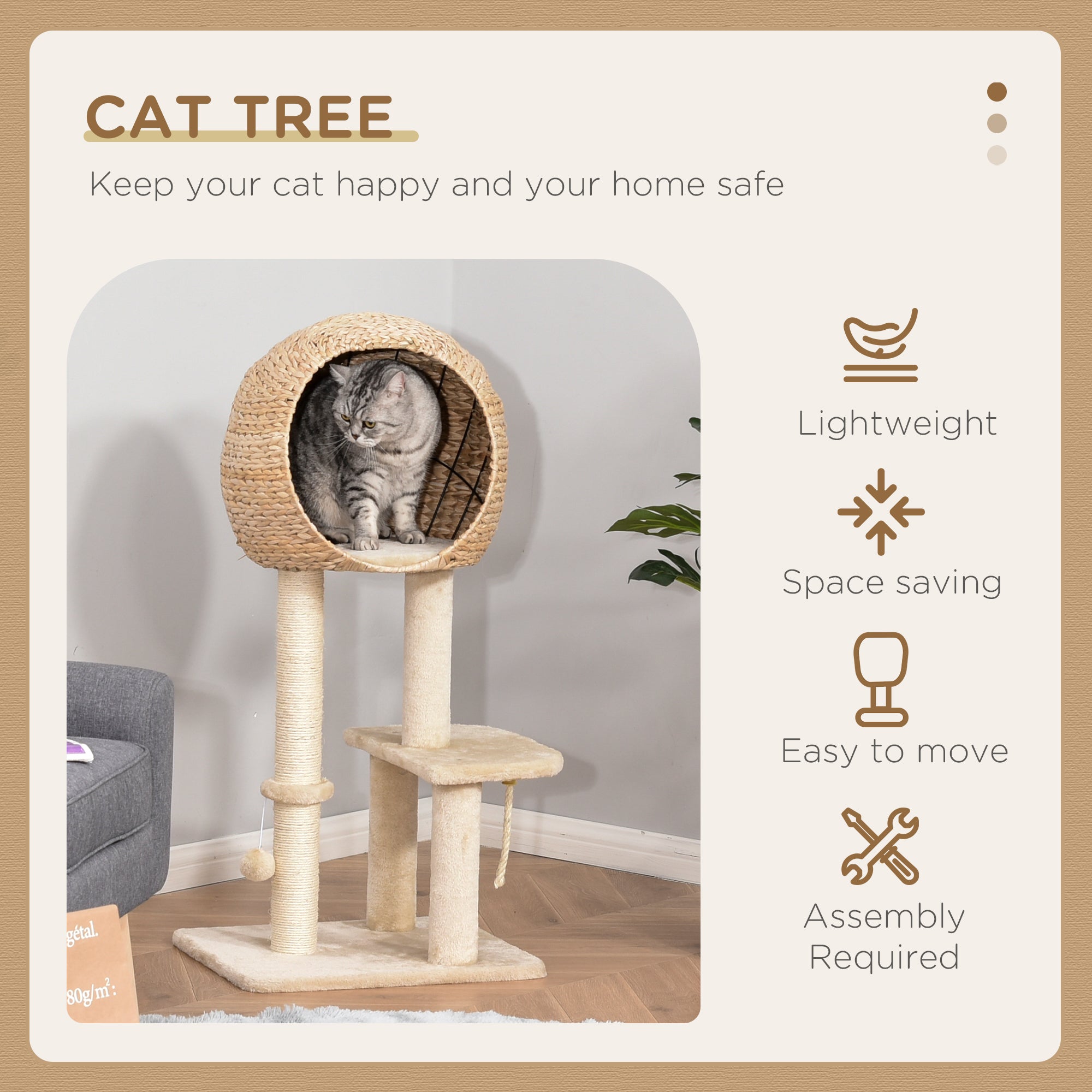 pawhut-arbre-chat-multi-niveaux-39-avec-grattoir-en-sisal-et-condo image 6