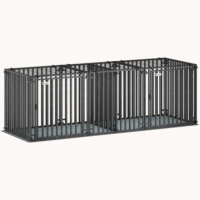 pawhut-cage-pour-chien-en-m-tal-renforc-avec-s-parateur-et-tapis-imperm-able-211 image 1