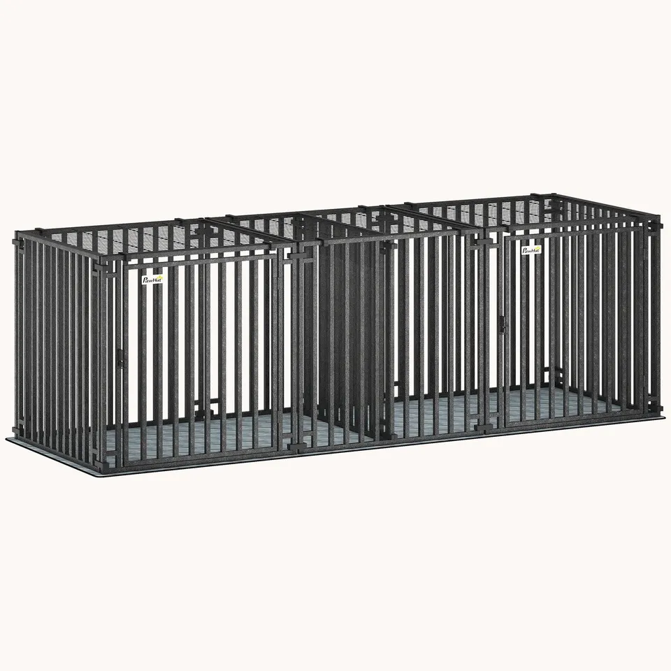 pawhut-cage-pour-chien-en-m-tal-renforc-avec-s-parateur-et-tapis-imperm-able-211 image 1