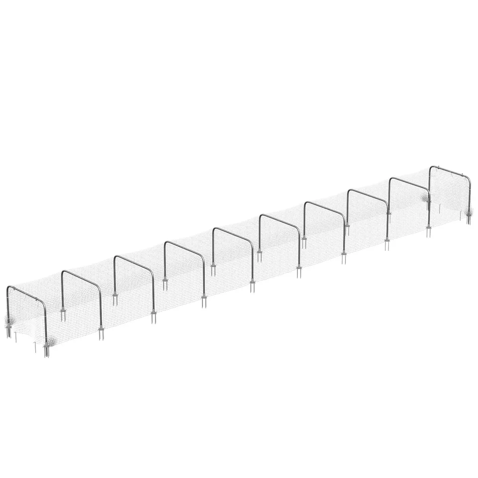 pawhut-tunnel-poulailler-extra-long-900-x-99-cm-filet-nylon-acier-galvanis image 1