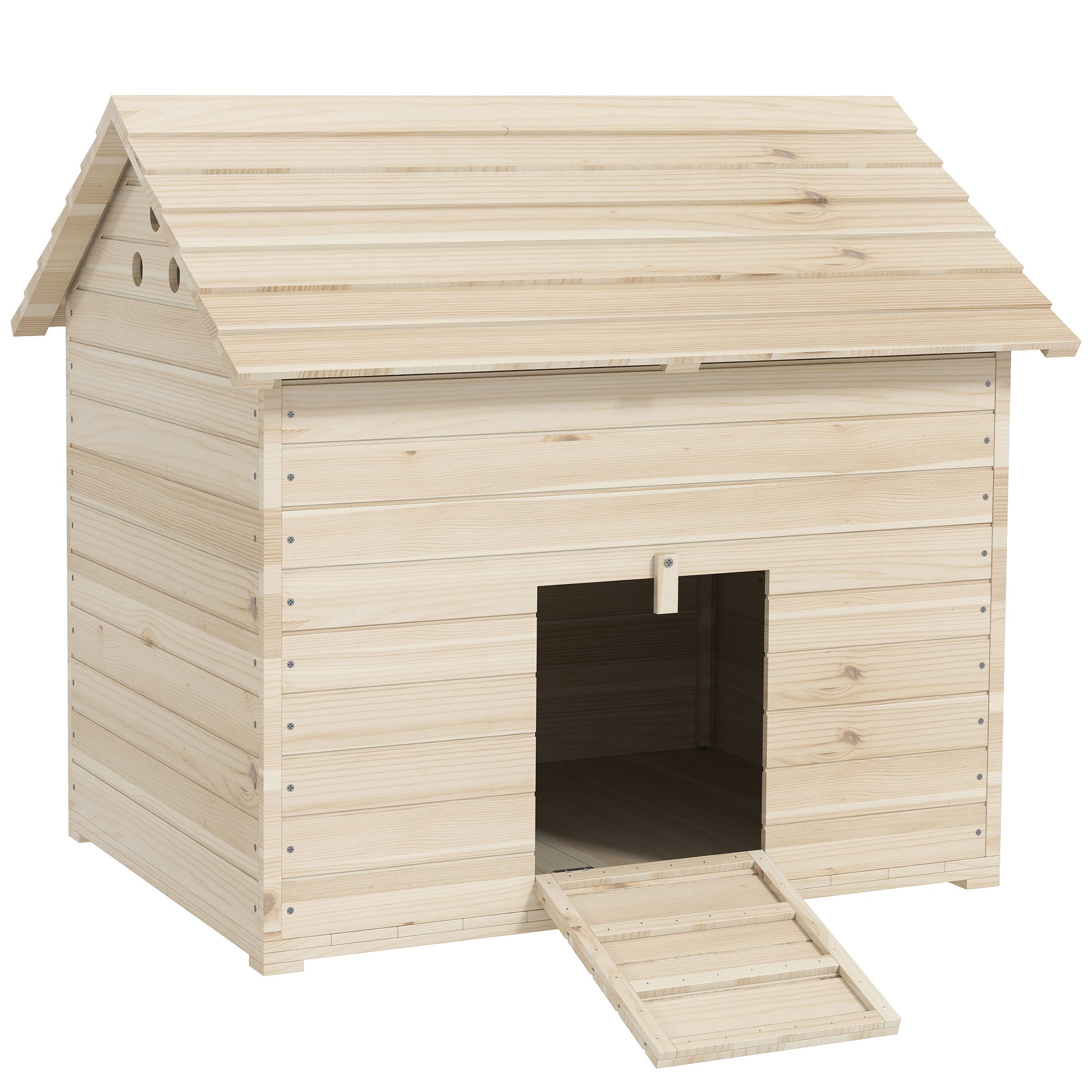 pawhut-maison-en-bois-sur-lev-e-pour-canards-avec-rampe-et-toit-inclin image 1