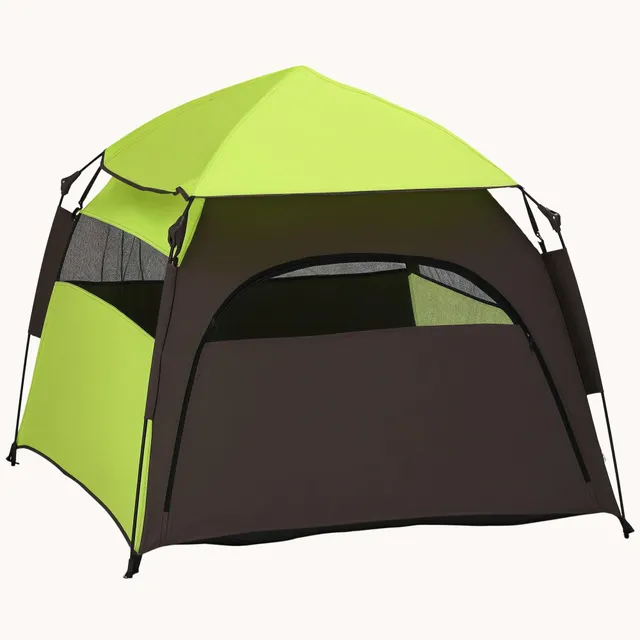 pawhut-tente-pop-up-pour-chien-vert-grands-et-tr-s-grands-chiens-avec-sac image 1