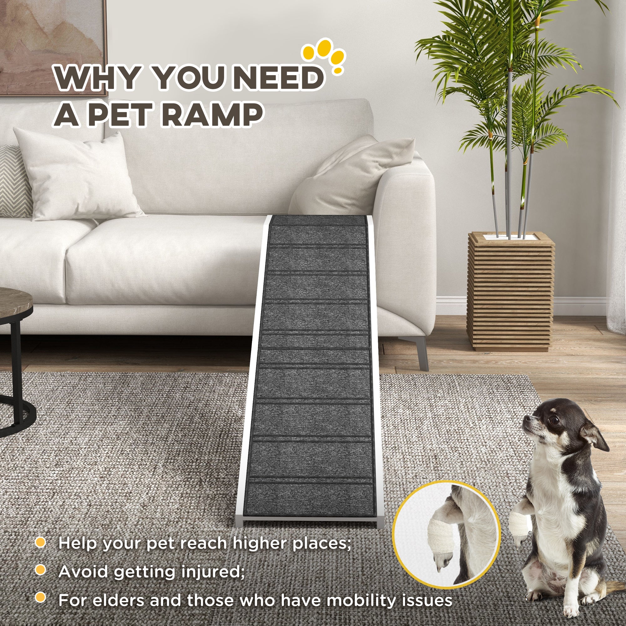 pawhut-rampe-pour-chien-bois-cerisier-pliable-antid-rapante image 7
