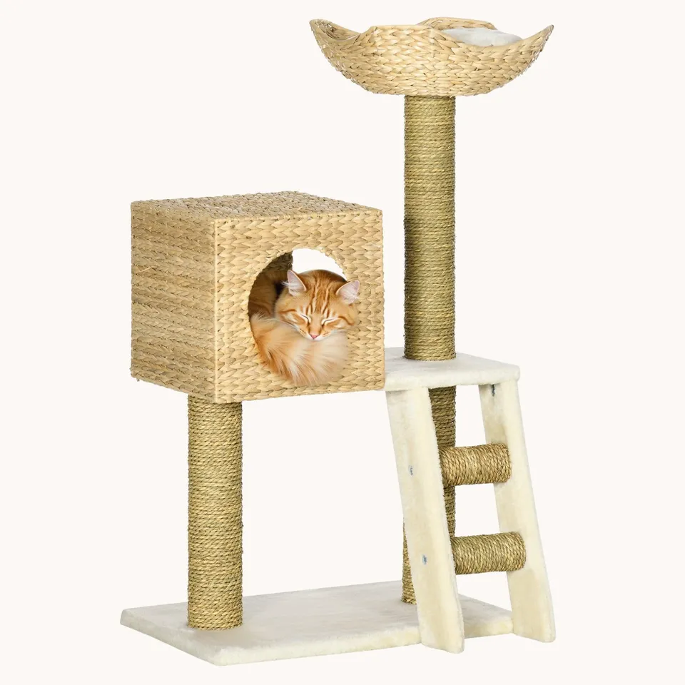 pawhut-arbre-chat-tour-avec-griffoirs-et-chelle image 1