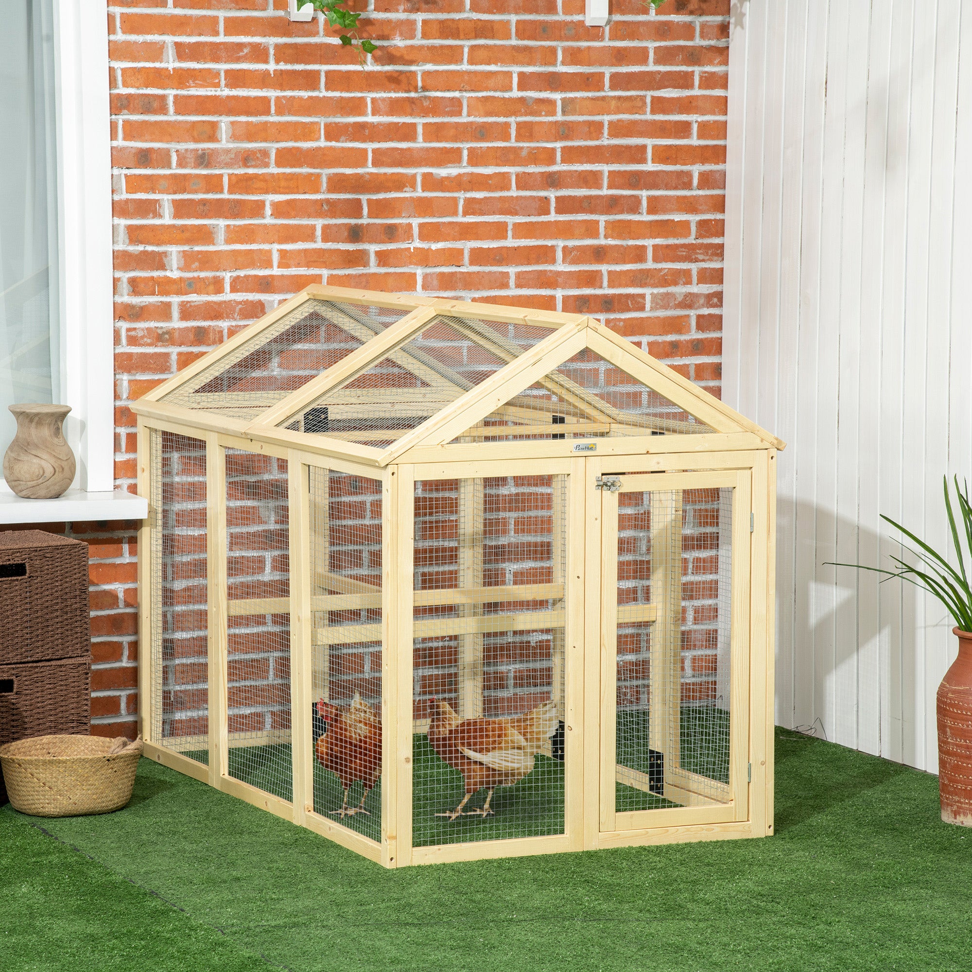 pawhut-enclos-poulailler-ext-rieur-avec-perchoirs-et-2-portes-1-3-poules-naturel image 4