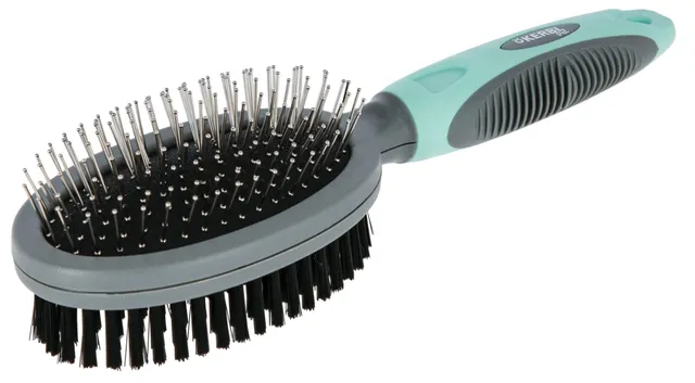 kerbl-pet-brosse-double-pour-chien-et-chat-turquoise-gris-24cm image 1