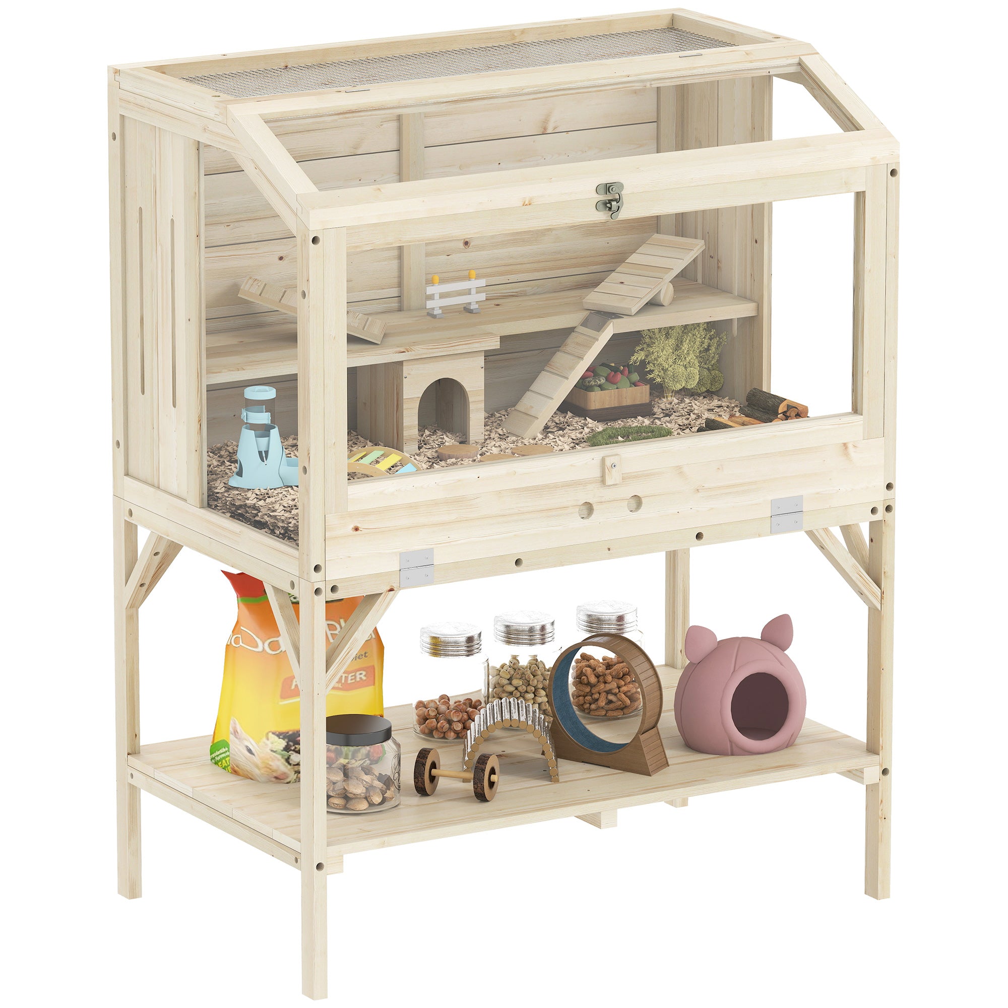 pawhut-cage-hamster-2-tages-avec-accessoires-et-rangement image 1