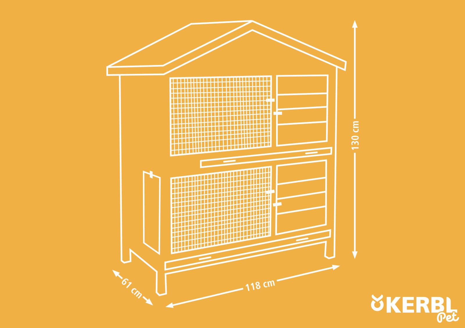 kerbl-maison-pour-rongeurs-appartement-pro-118x61x130-cm-clapier-bois-lasure image 8
