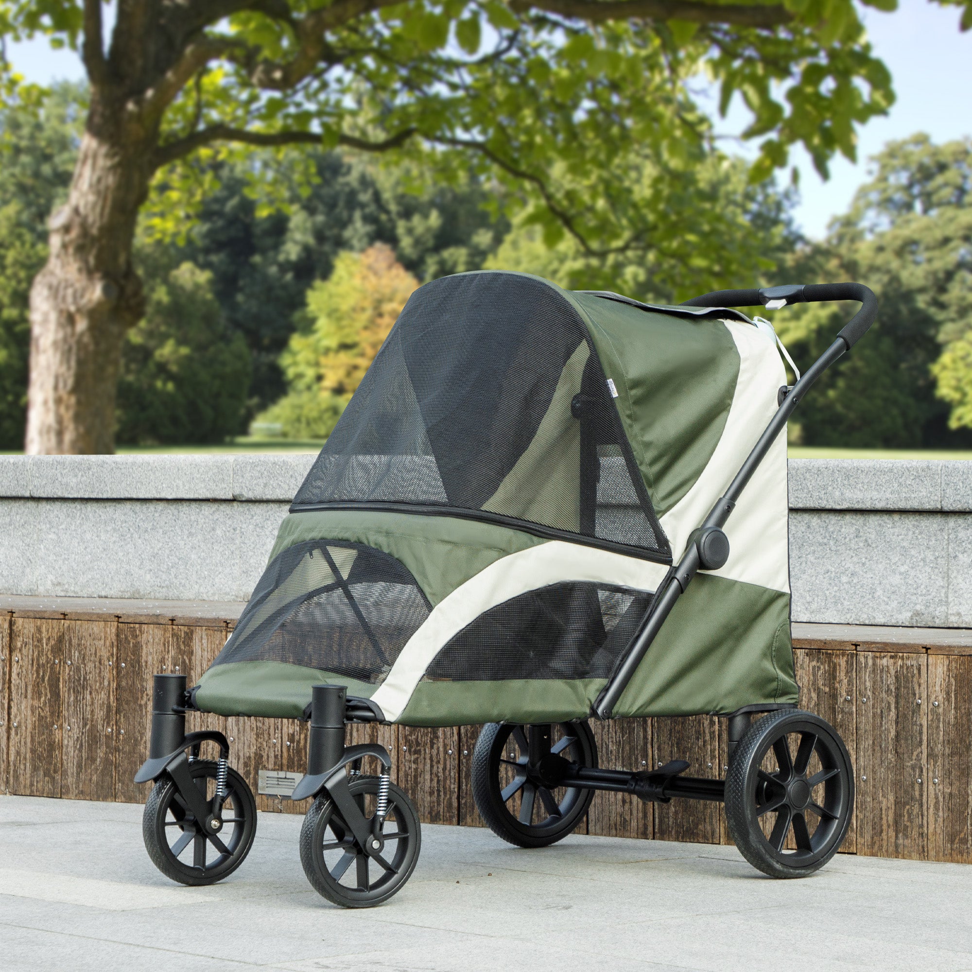 pawhut-poussette-grande-taille-pour-chien-avec-roues-amortissantes-pliage-une-ma image 4