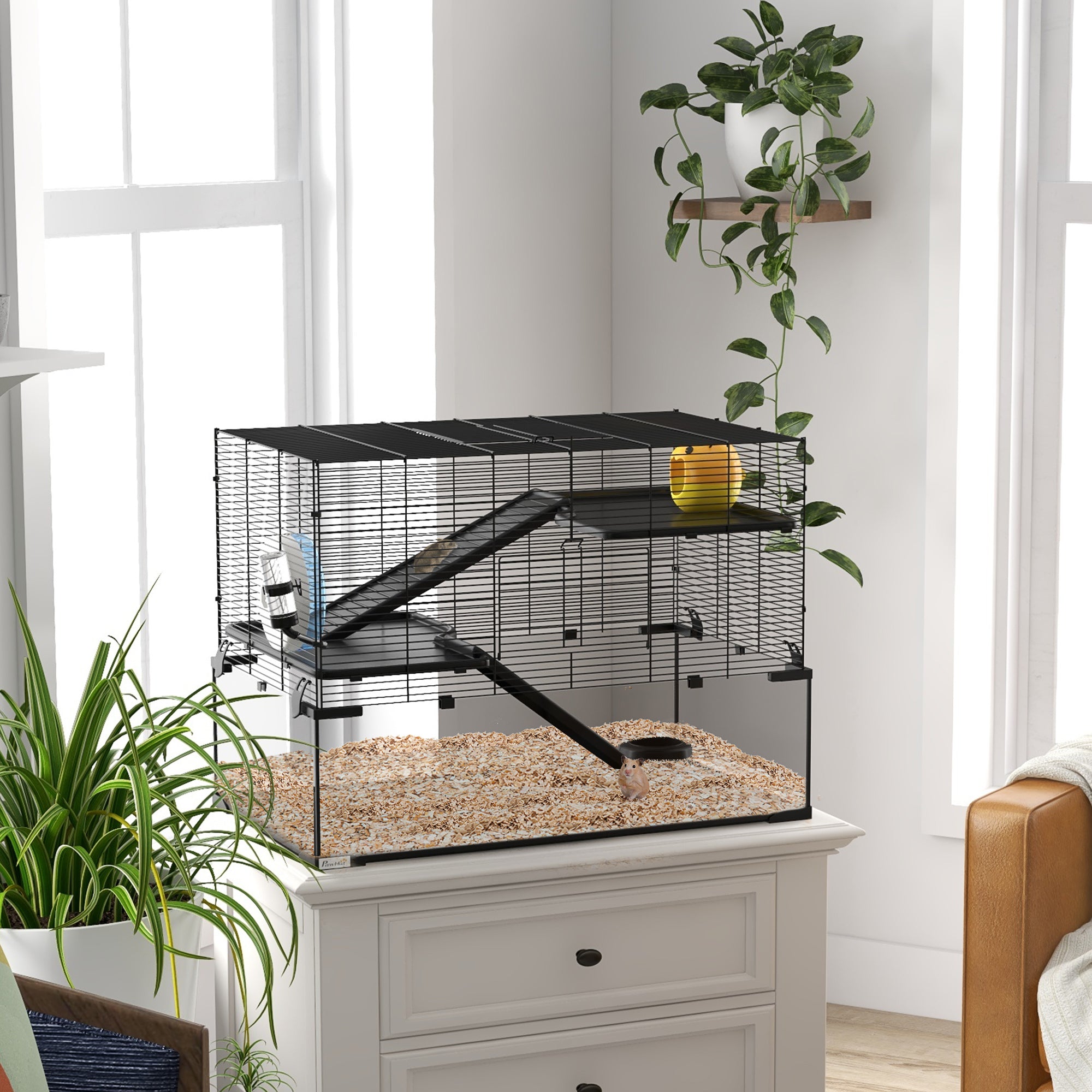 pawhut-cage-hamster-3-tages-avec-fond-en-verre-tremp-79-x-48-x-57-cm image 5