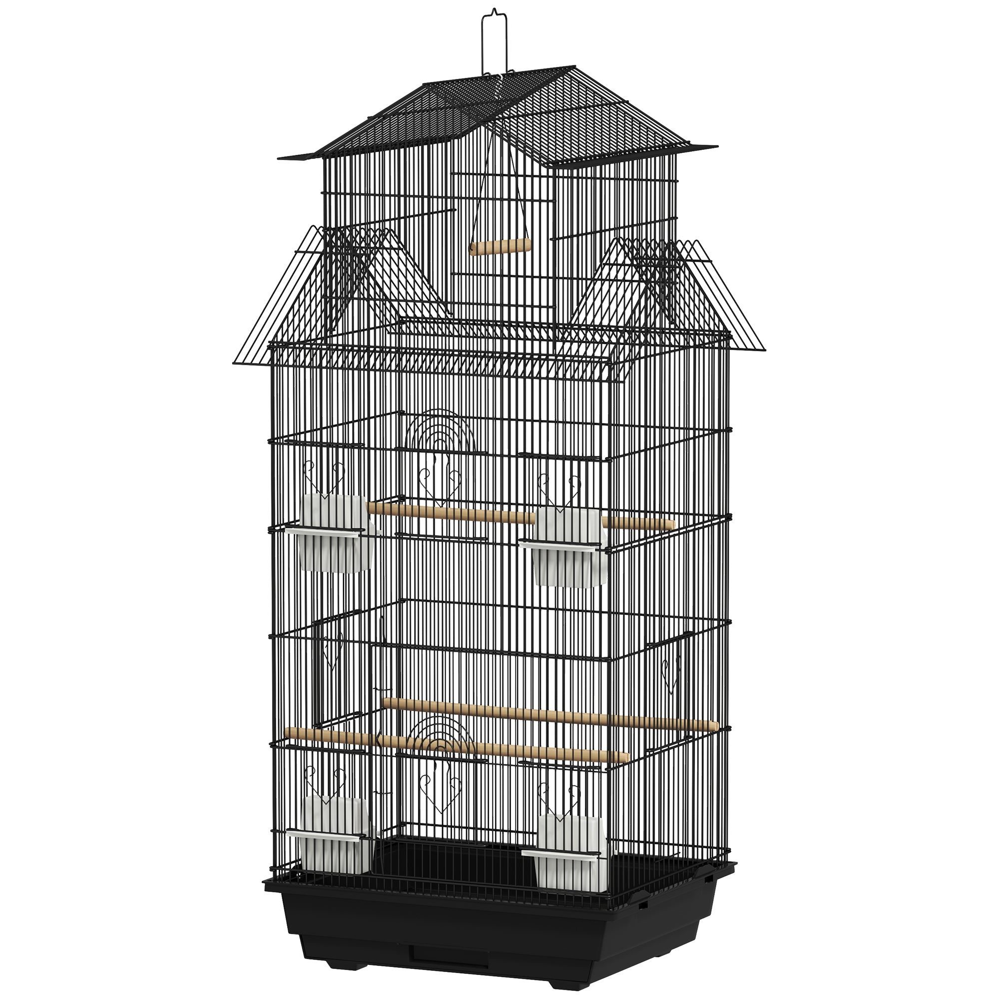 pawhut-cage-oiseaux-acier-avec-acc-s-facile-pour-perruches-43-x-32-5-x-104-cm image 2