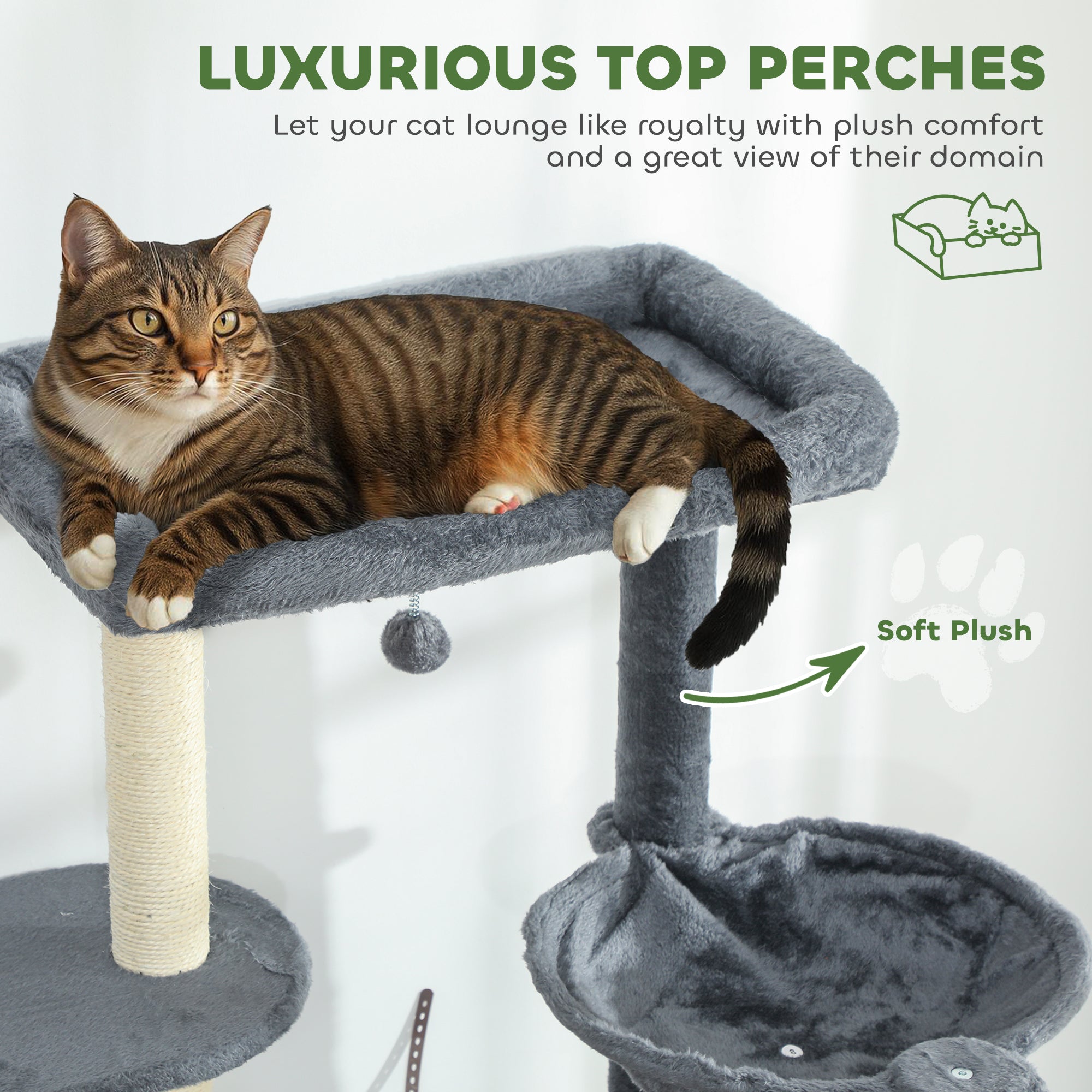 pawhut-arbre-chat-xxl-200-cm-gris-fonc-avec-2-grottes-2-perchoirs-et-hamac image 7