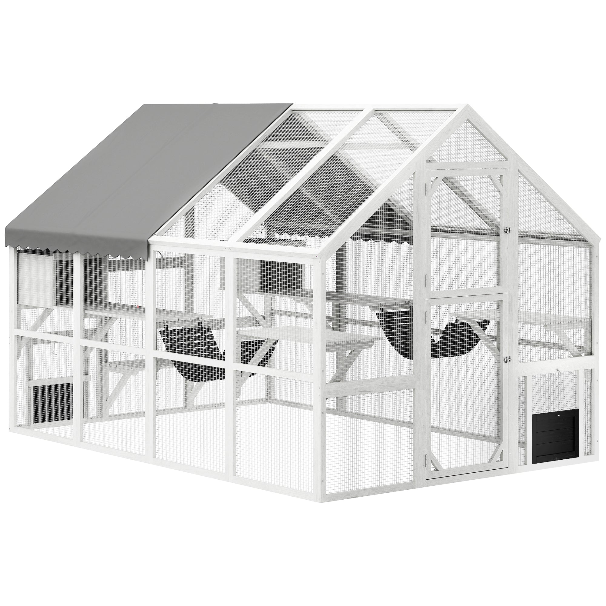 pawhut-grand-catio-ext-rieur-avec-plateformes-ponts-et-auvent-blanc image 1
