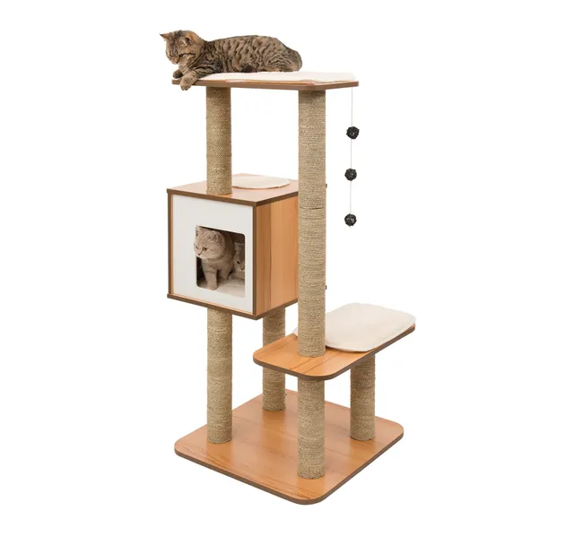 vesper-by-catit-arbre-chat-high-base-52045-noyer-121-cm image 1