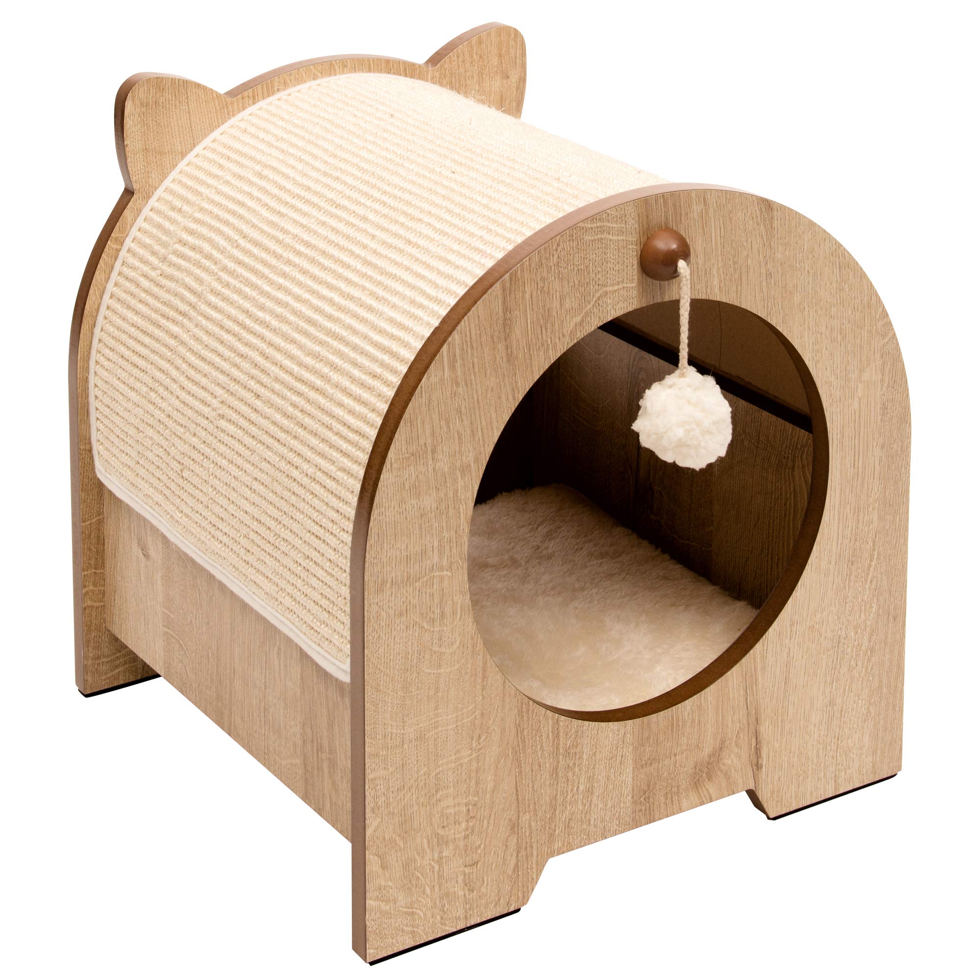 catit-vesper-minou-cachette-lit-et-griffoir-chat-ch-ne image 1