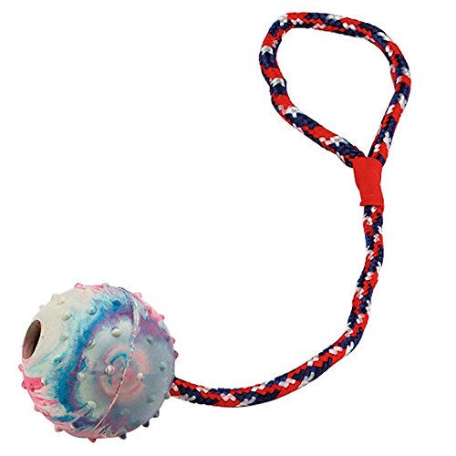 kerbl-pet-balle-sur-corde-jouet-pour-chien-30-cm-6-cm-bleu-rouge-blanc-avec-cloc image 7