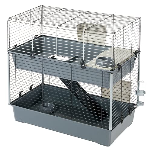 ferplast-rabbit-100-double-cage-2-tages-pour-lapins-95-x-57-x-h-93-5-cm-noire image 7