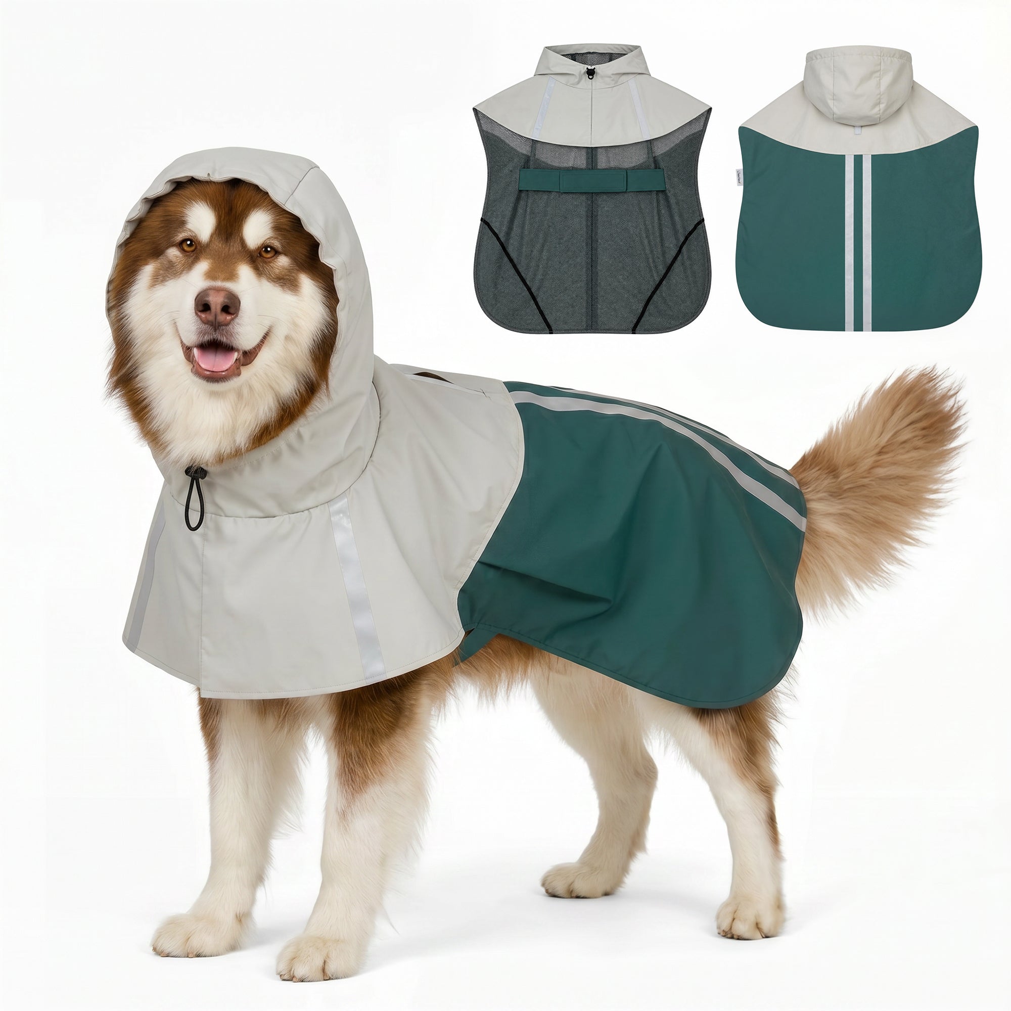 pawhut-manteau-de-pluie-pour-chien-avec-capuche-bandes-r-fl-chissantes-et-ouvert image 1