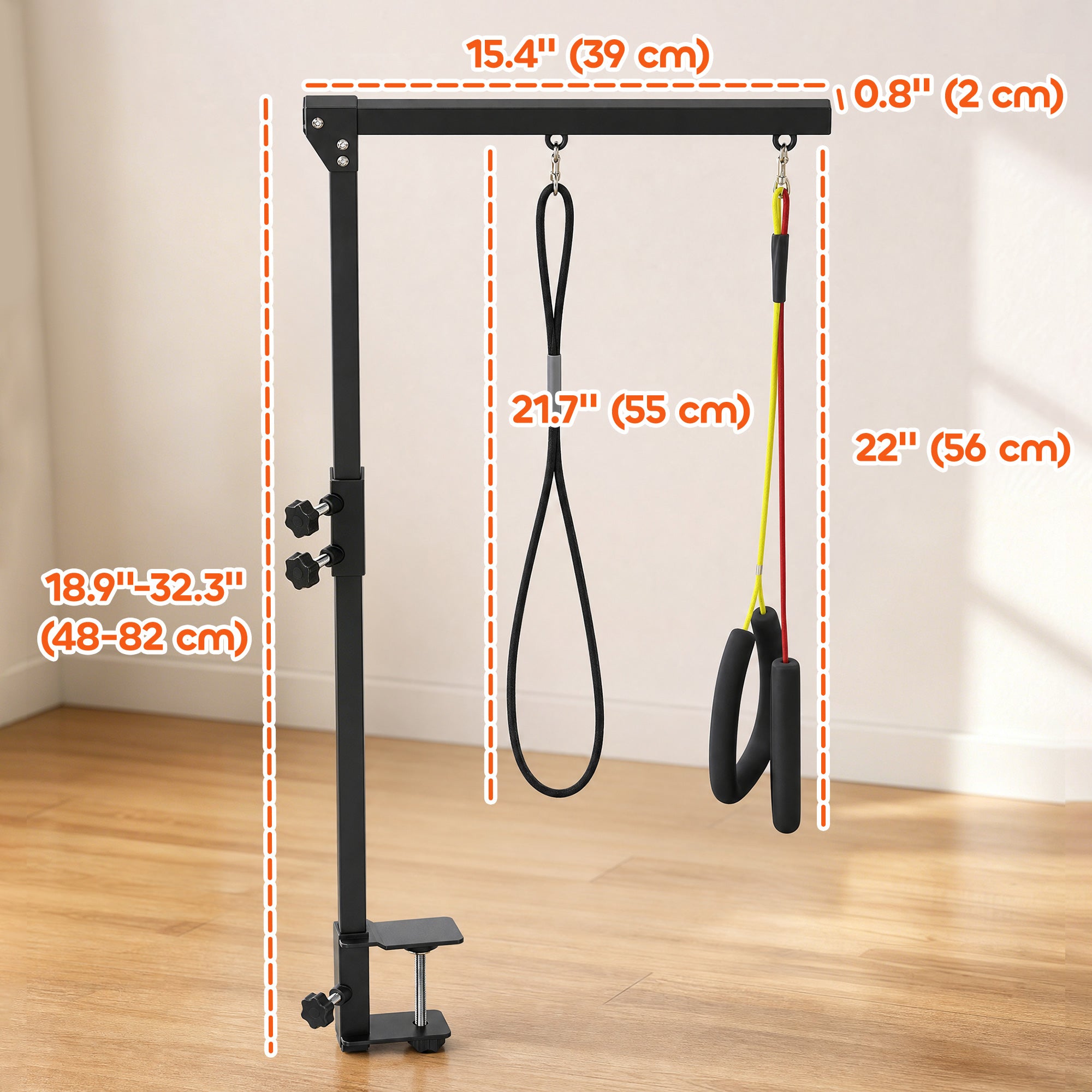 pawhut-bras-de-toilettage-r-glable-48-82-cm-avec-pince-et-2-laisse-noir image 5