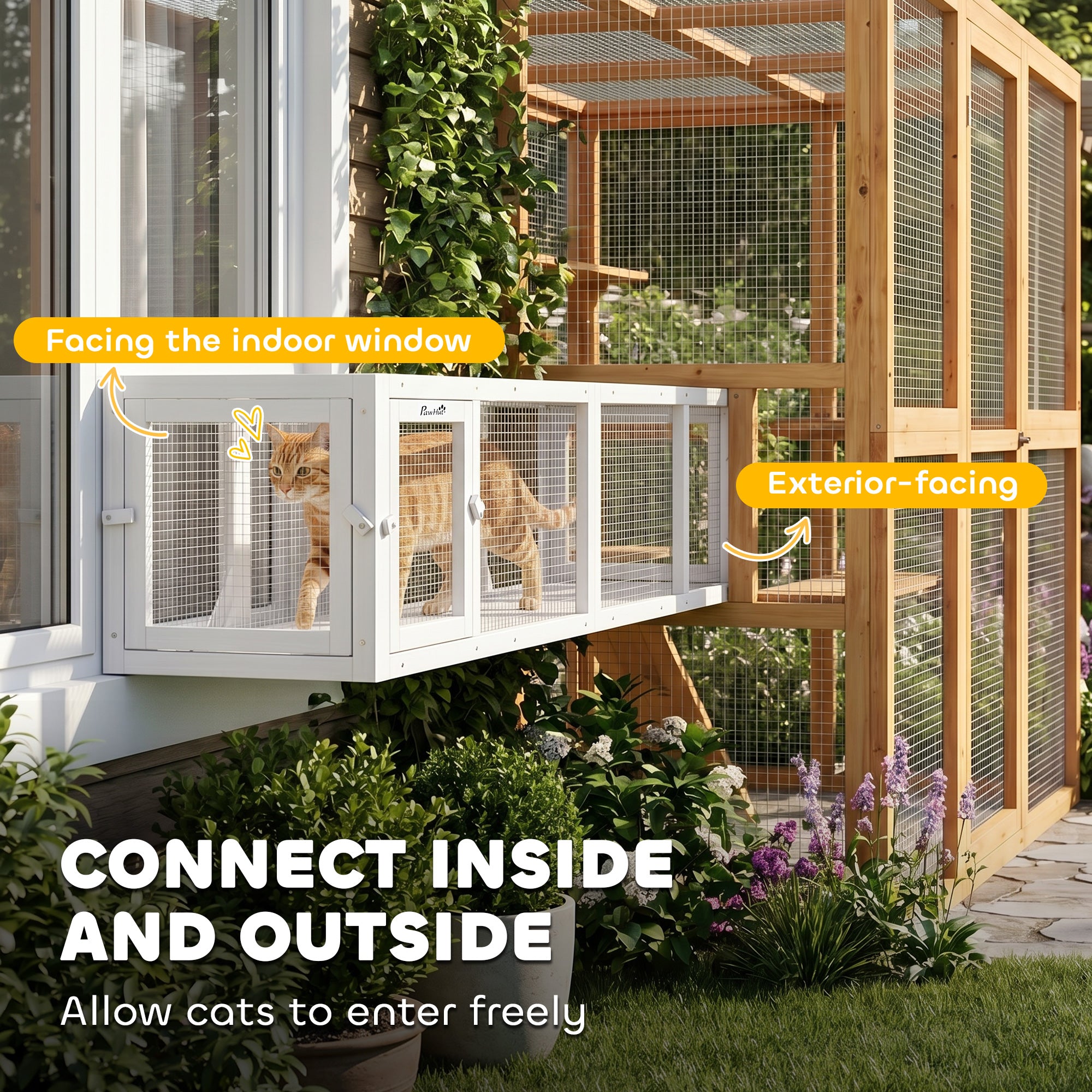 pawhut-tunnel-ext-rieur-extensible-79-en-bois-avec-housse-pour-terrasse-blanc image 6