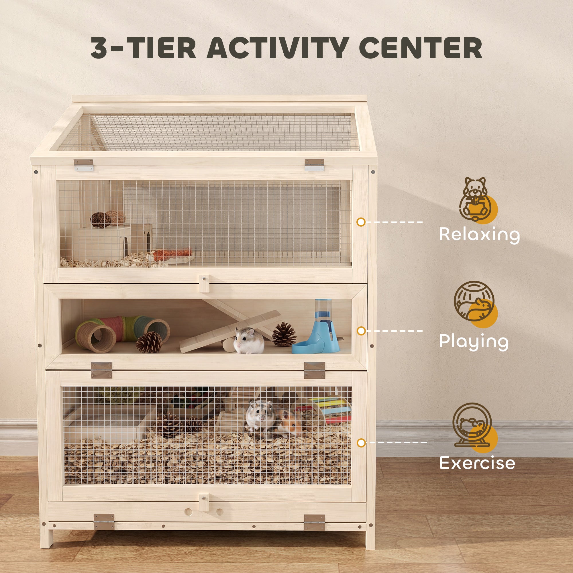 pawhut-cage-hamster-bois-3-tages-avec-s-parateur-naturel-68x61x90-cm image 6