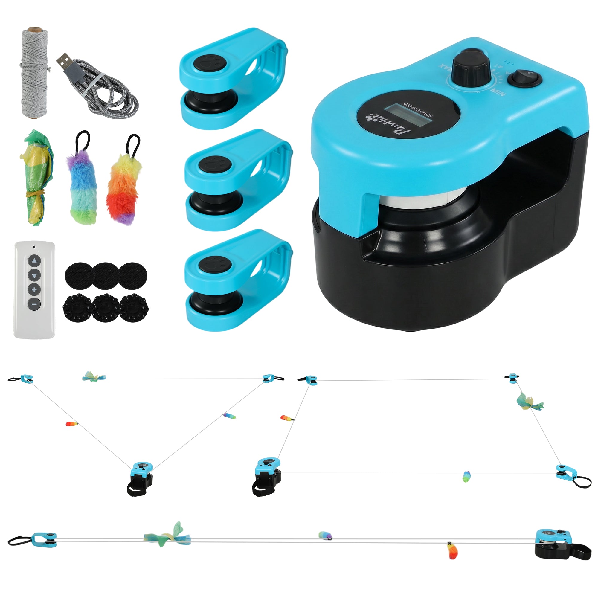pawhut-jouet-chat-rechargeable-avec-t-l-commande-circuit-diy-et-son-souris image 2