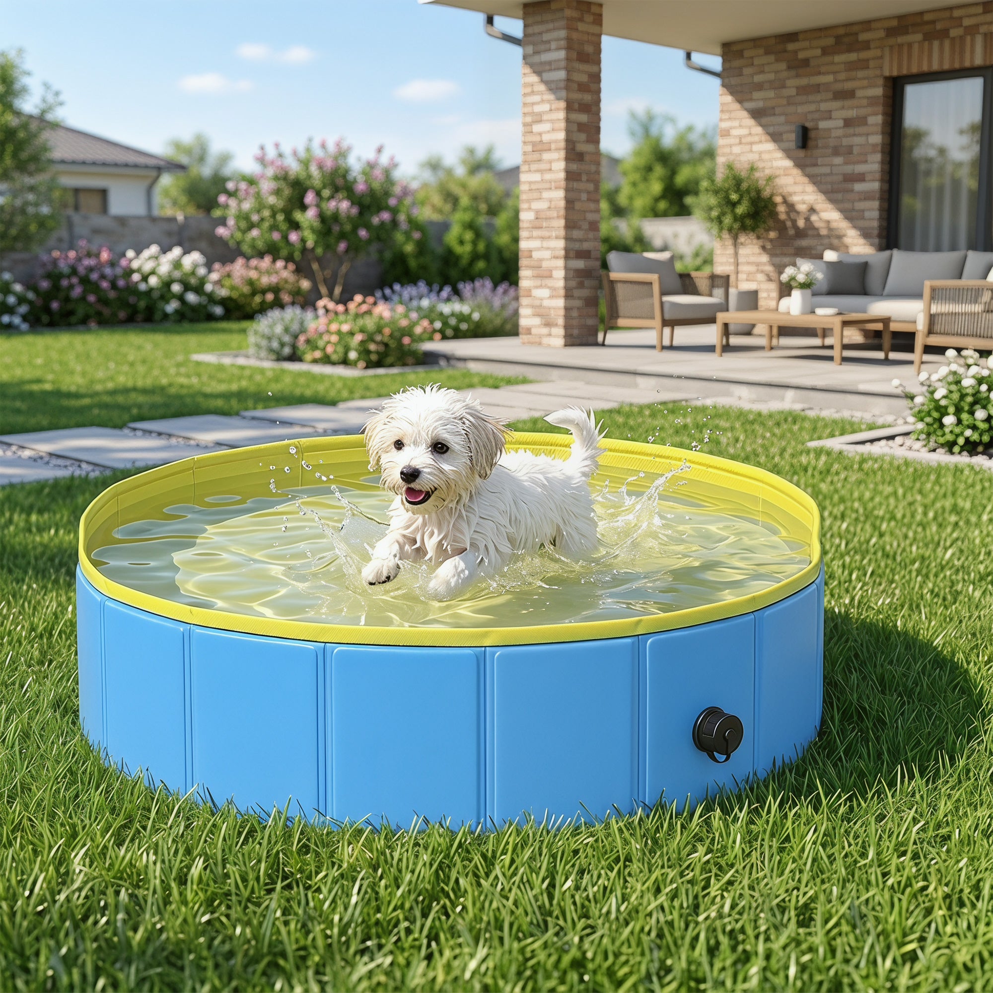 pawhut-piscine-chien-pliable-80-x-20-cm-pvc-antid-rapant-bleu-et-jaune image 4