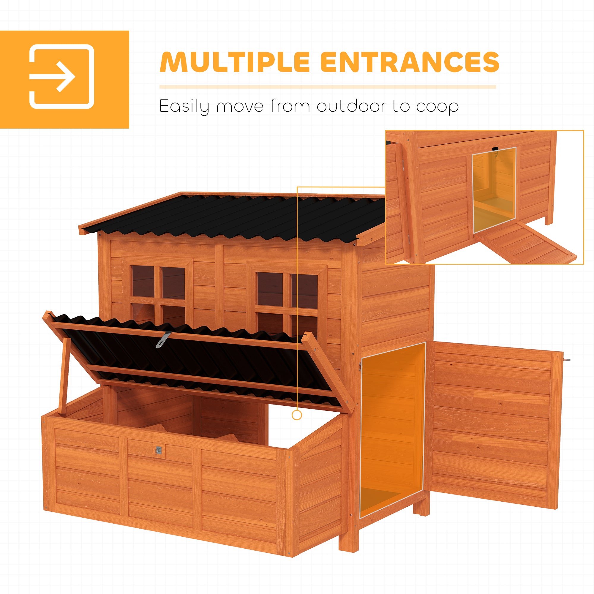 pawhut-poulailler-en-bois-99-cm-avec-pondoir-3-cases-et-toit-tanche-orange image 8