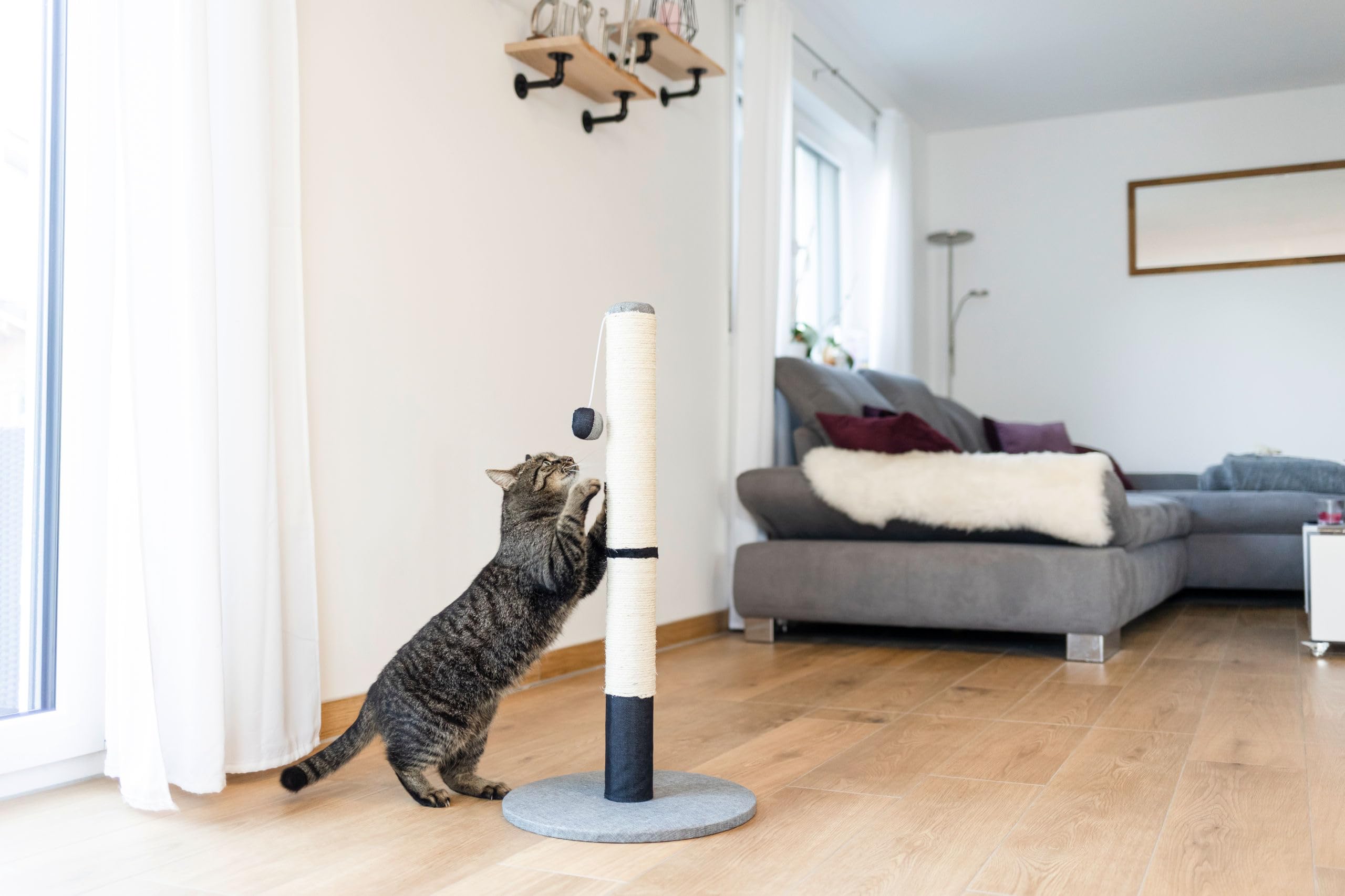 kerbl-pet-opal-pro-gris-noir-arbre-chat-40-x-40-x-80-cm-avec-balle-de-jeu image 4
