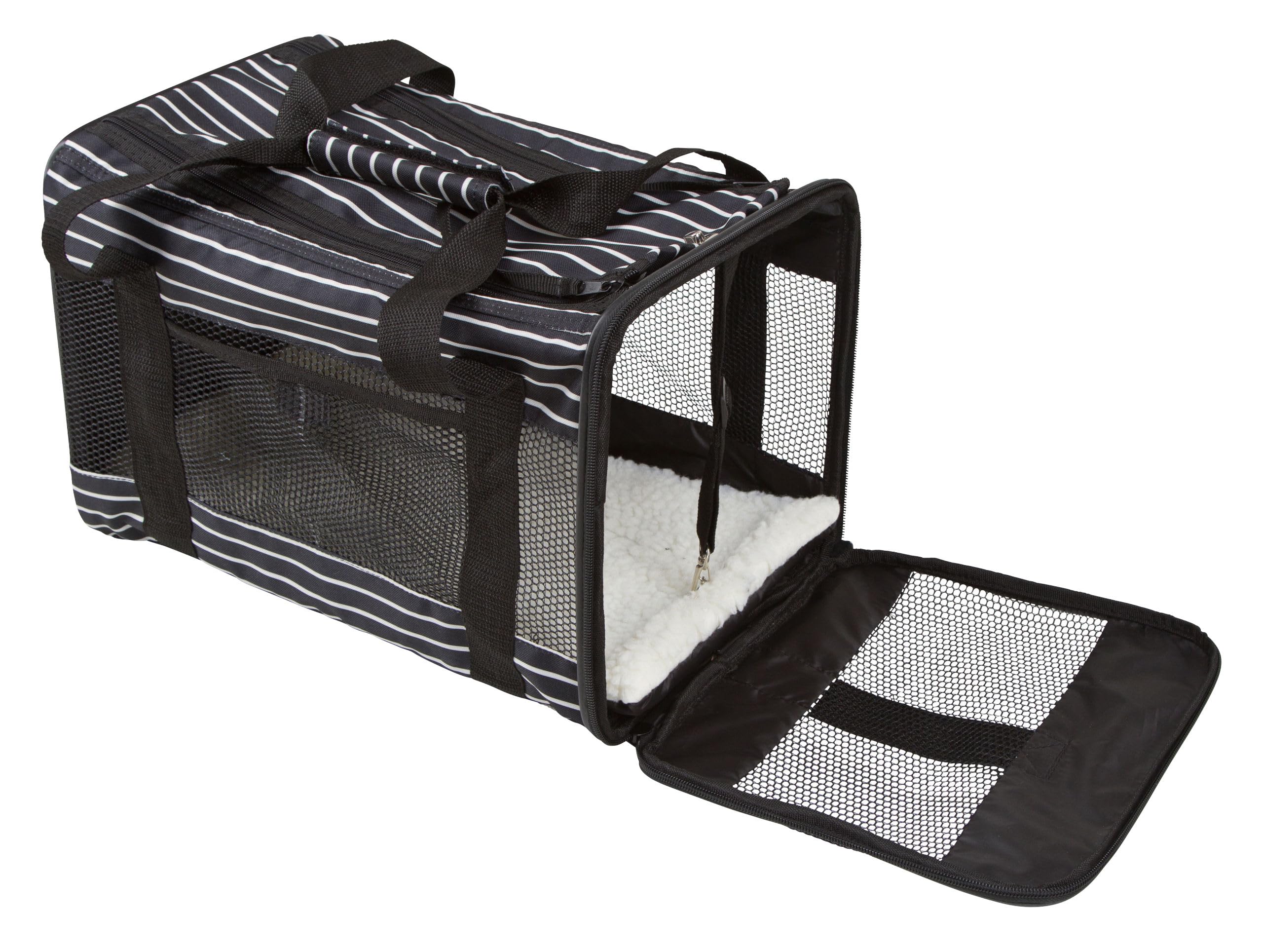 kerbl-cuba-sac-de-transport-pour-chien-et-chat-noir-blanc-40x26x28cm image 2