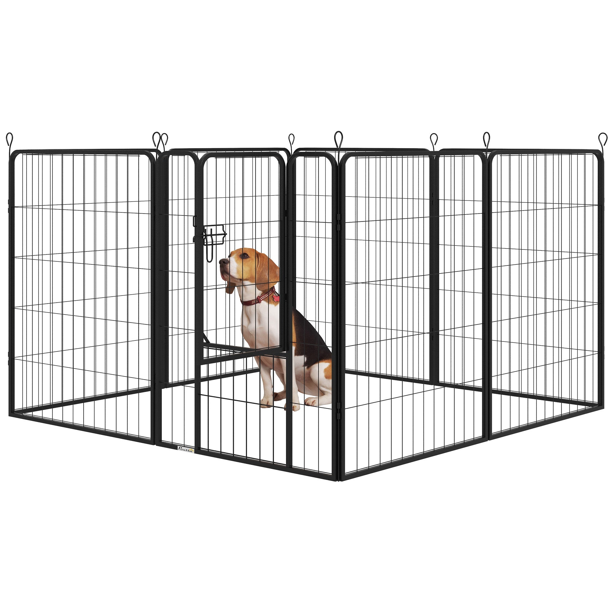pawhut-parc-chien-acier-8-panneaux-hauteur-100-cm-avec-verrou-et-piquets image 2