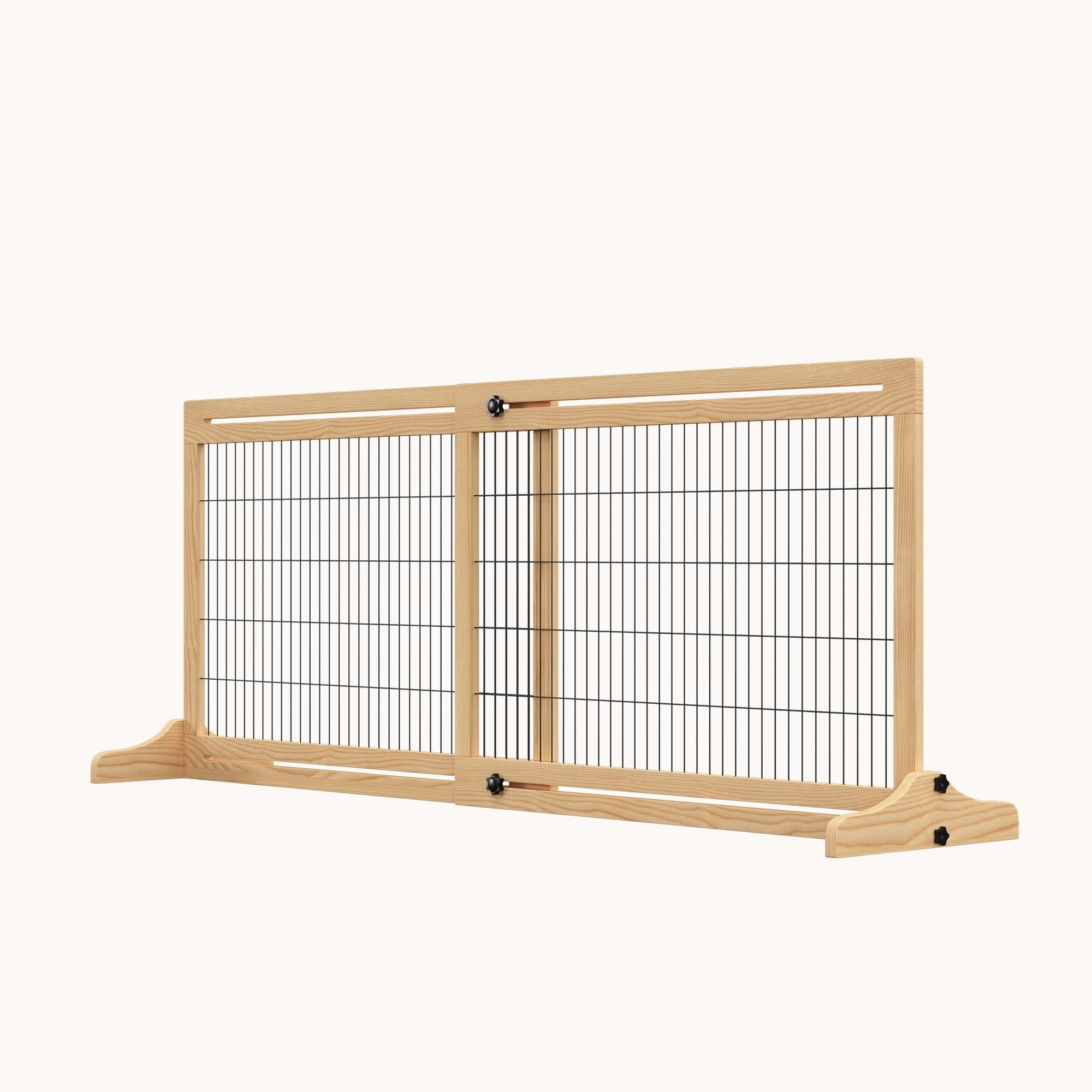 pawhut-barri-re-pour-animaux-autoportante-extra-large-naturel-longueur-r-glable image 3