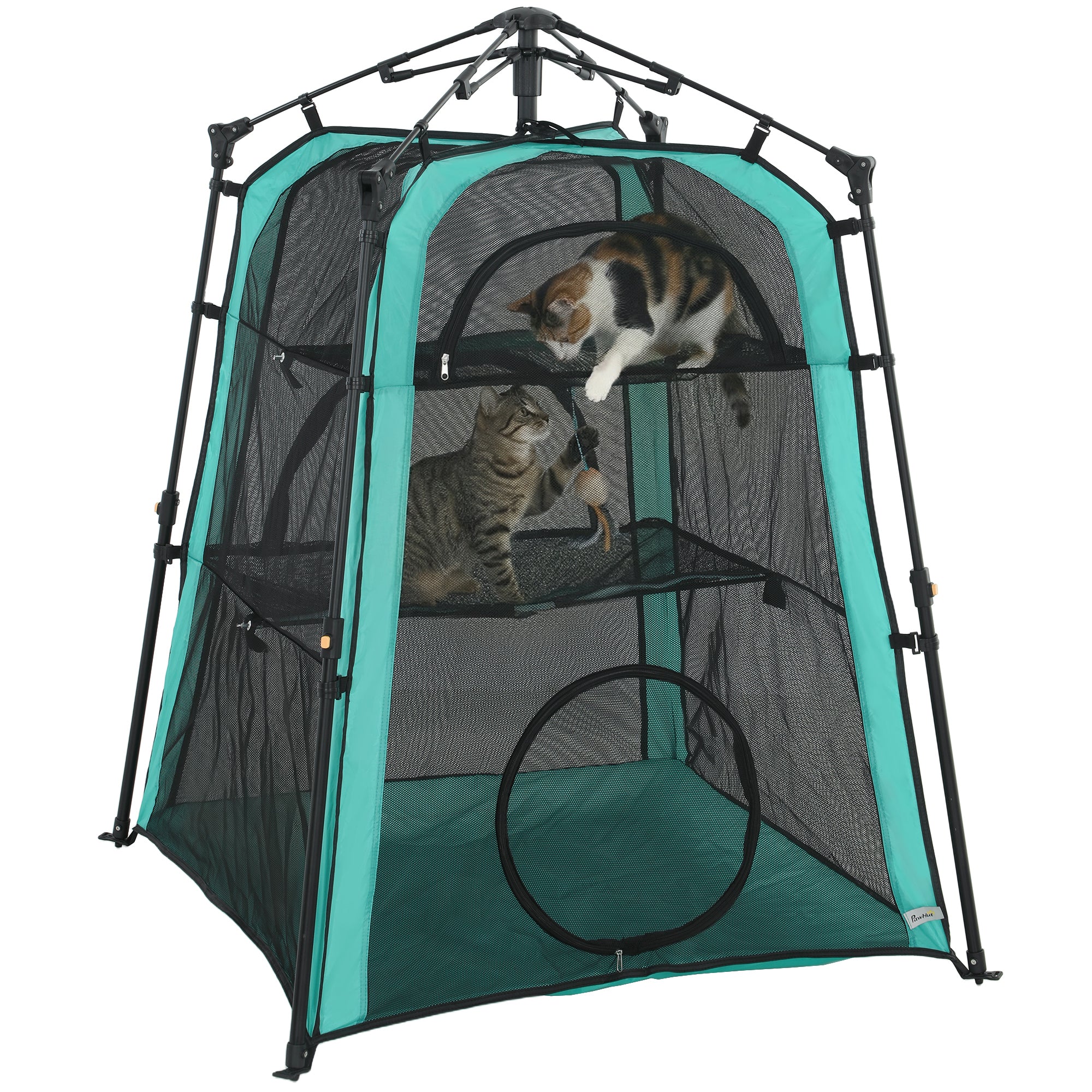 pawhut-tente-chat-3-niveaux-portable-int-rieur-et-ext-rieur-avec-maille-respiran image 1
