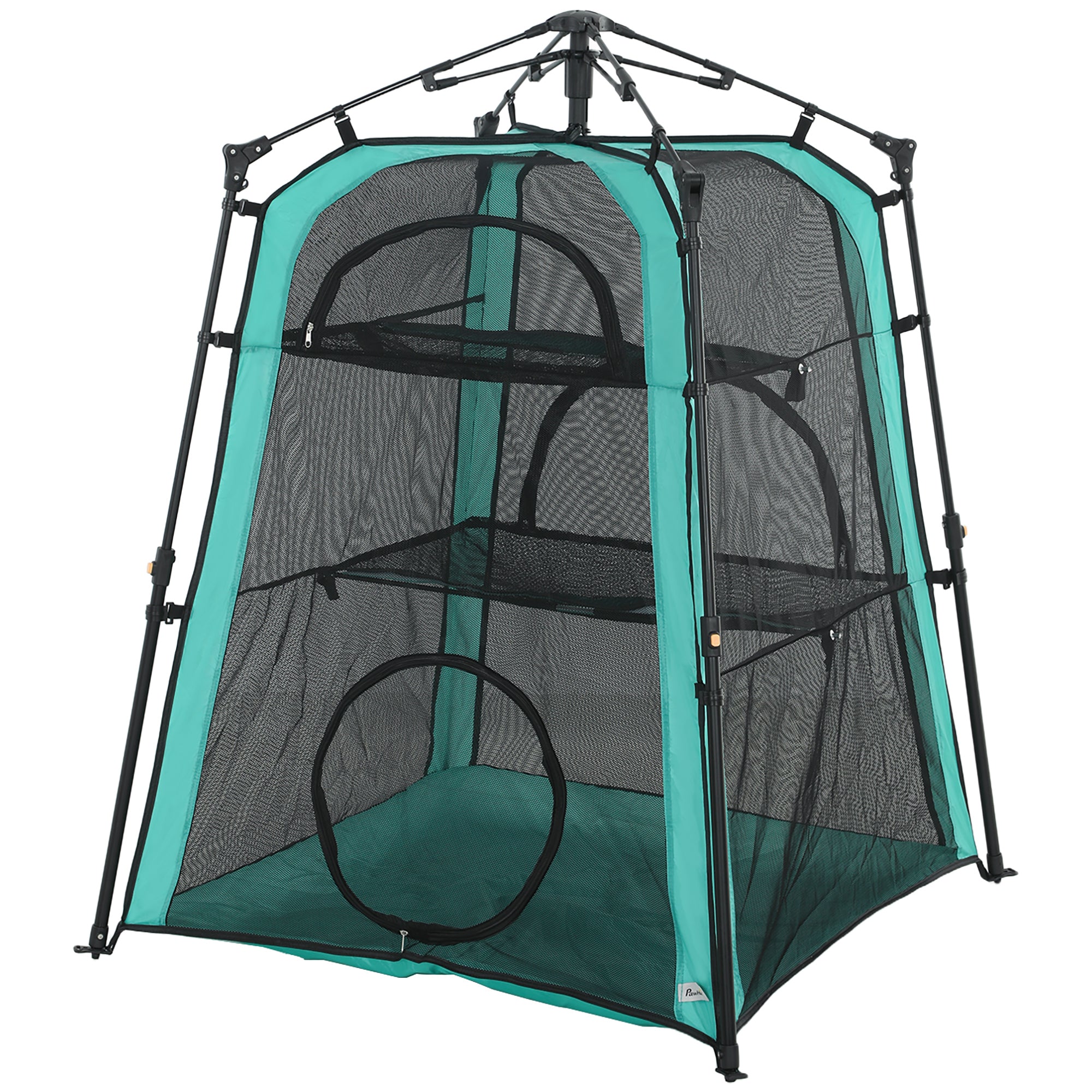 pawhut-tente-chat-3-niveaux-portable-int-rieur-et-ext-rieur-avec-maille-respiran image 2