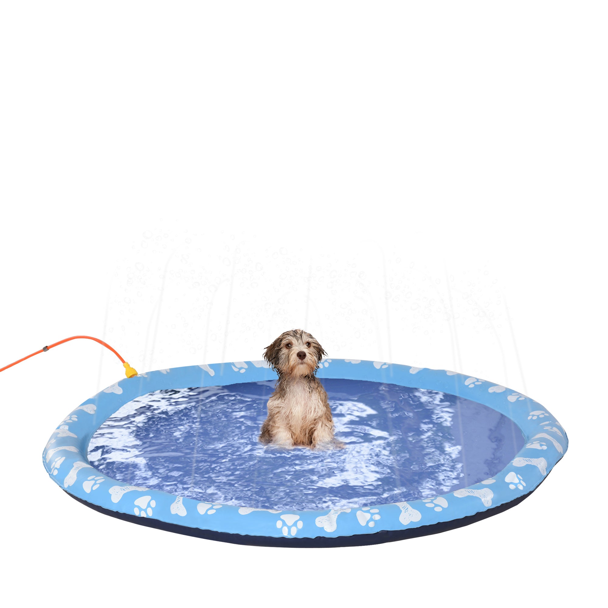 pawhut-tapis-de-jeux-d-eau-pour-chien-170-cm-antid-rapant-avec-sprinkler-bleu image 2