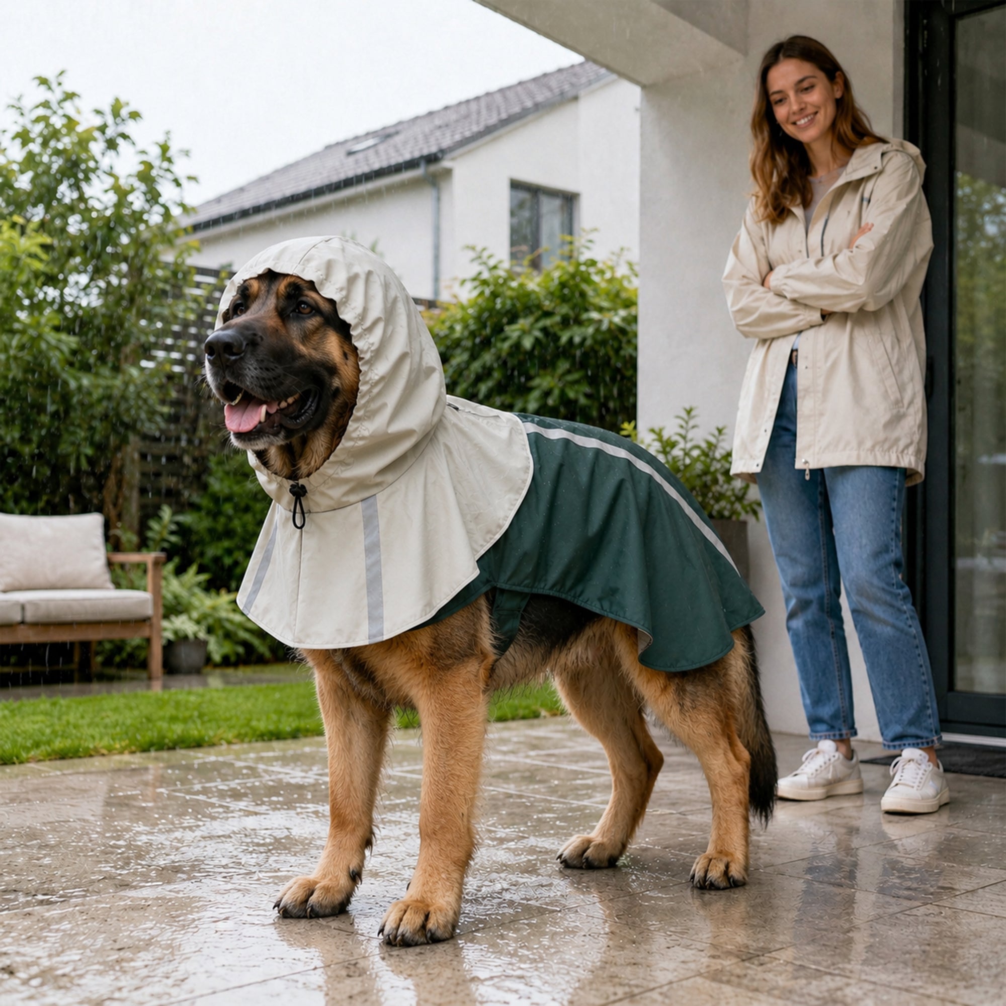 pawhut-manteau-de-pluie-pour-chien-avec-capuche-bandes-r-fl-chissantes-et-ouvert image 4