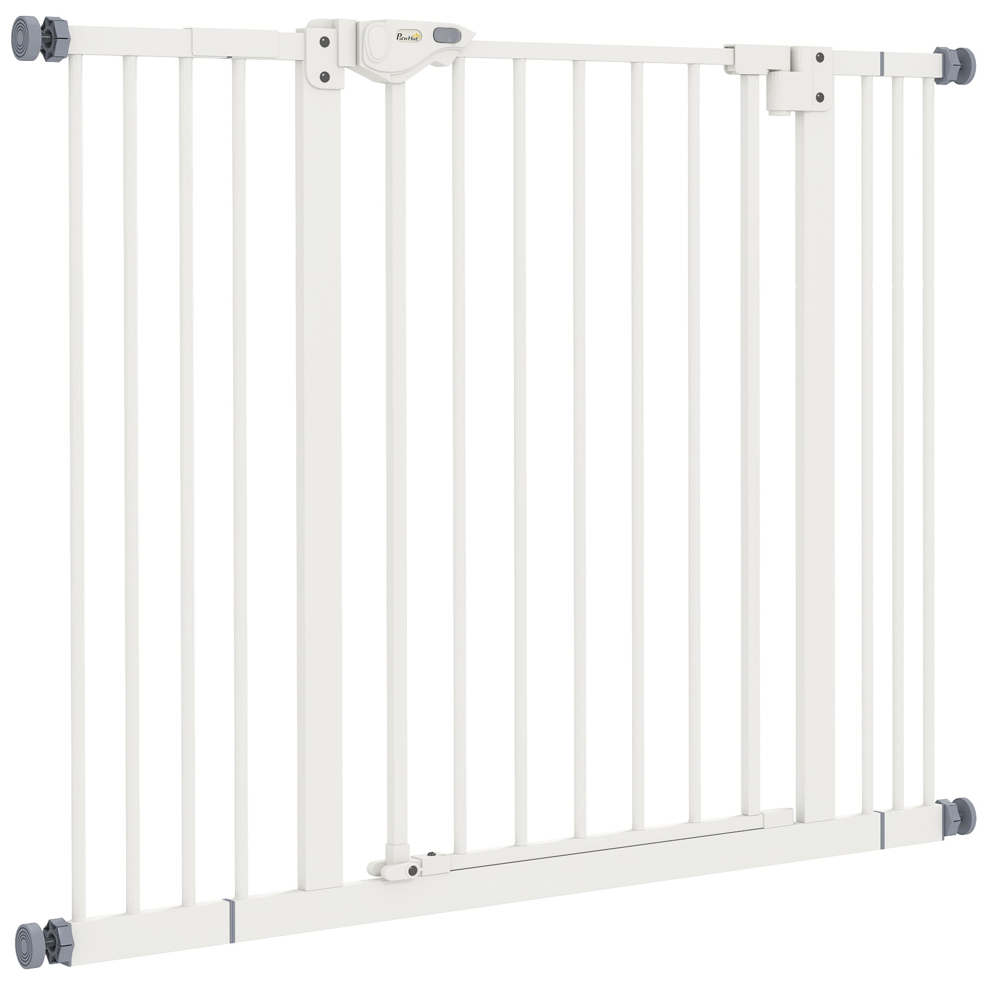 pawhut-barri-re-de-s-curit-animaux-haute-76-cm-avec-porte-blanche-74-100-cm image 2